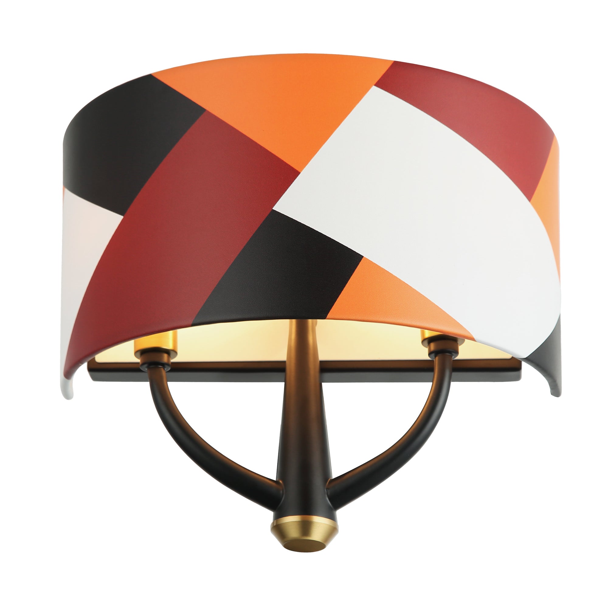 Patchwork 2 Light Sconce - Black/Satin Brass/Patchwork