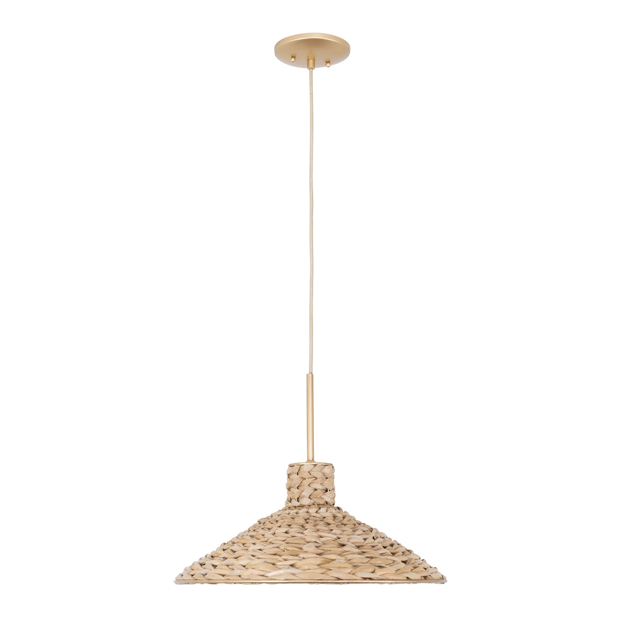Hilton Head 1-Light Medium Pendant - French Gold/Natural Seagrass
