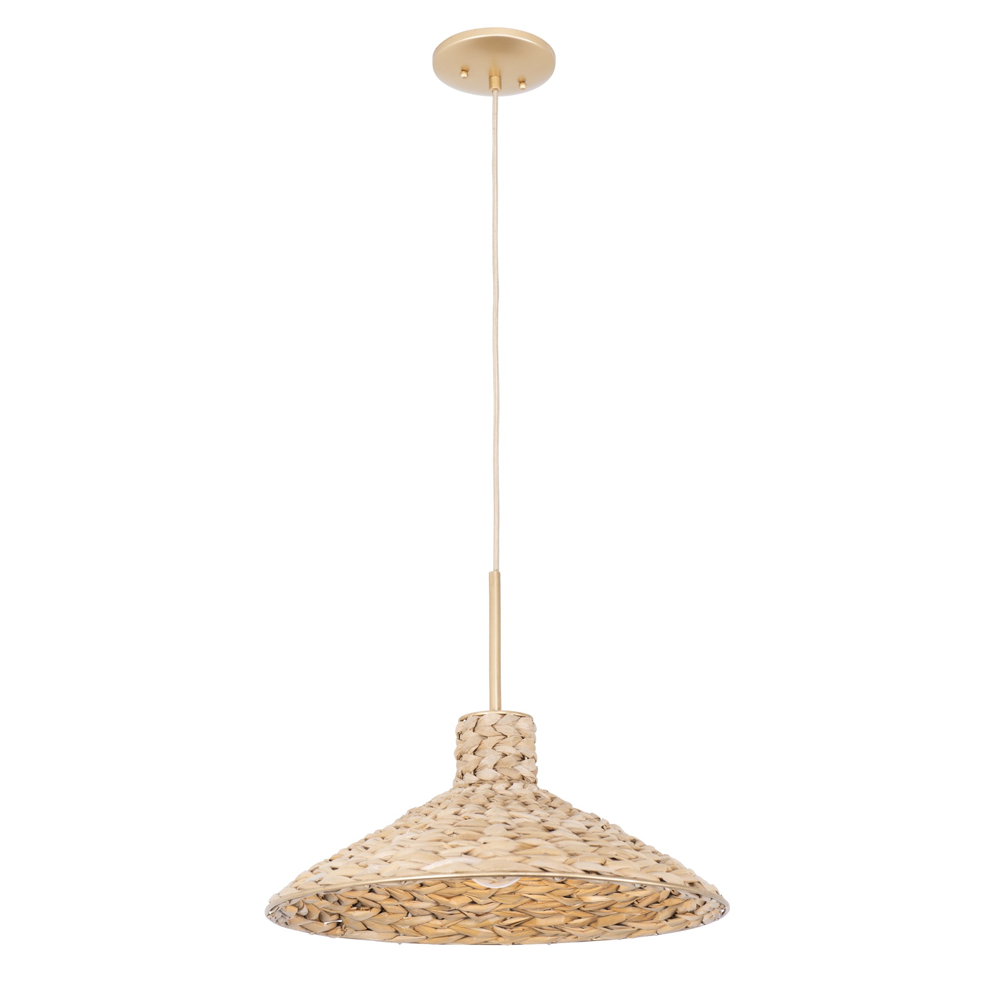 Hilton Head 1 Light Medium Pendant - French Gold/Natural Seagrass