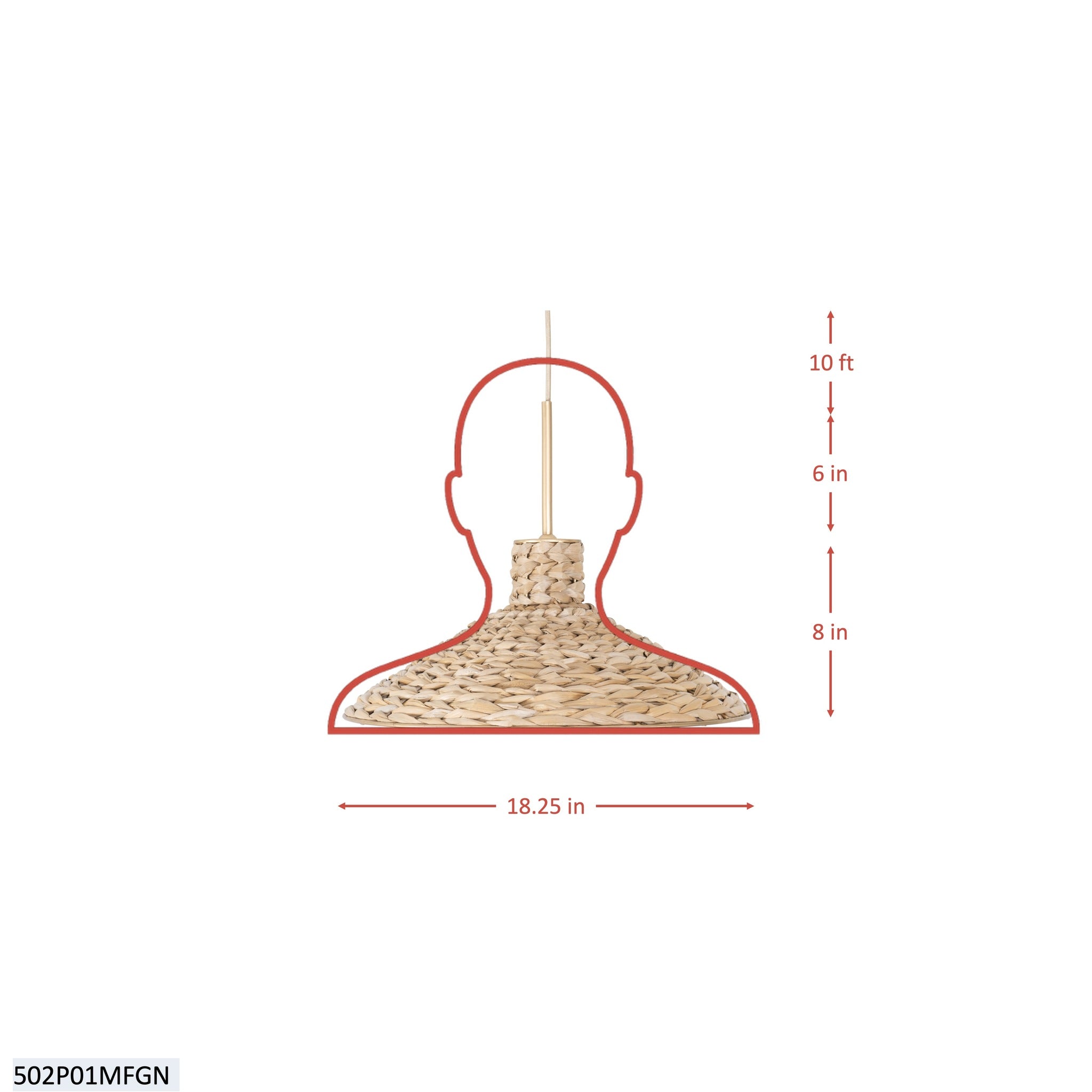 Hilton Head 1 Light Medium Pendant - French Gold/Natural Seagrass