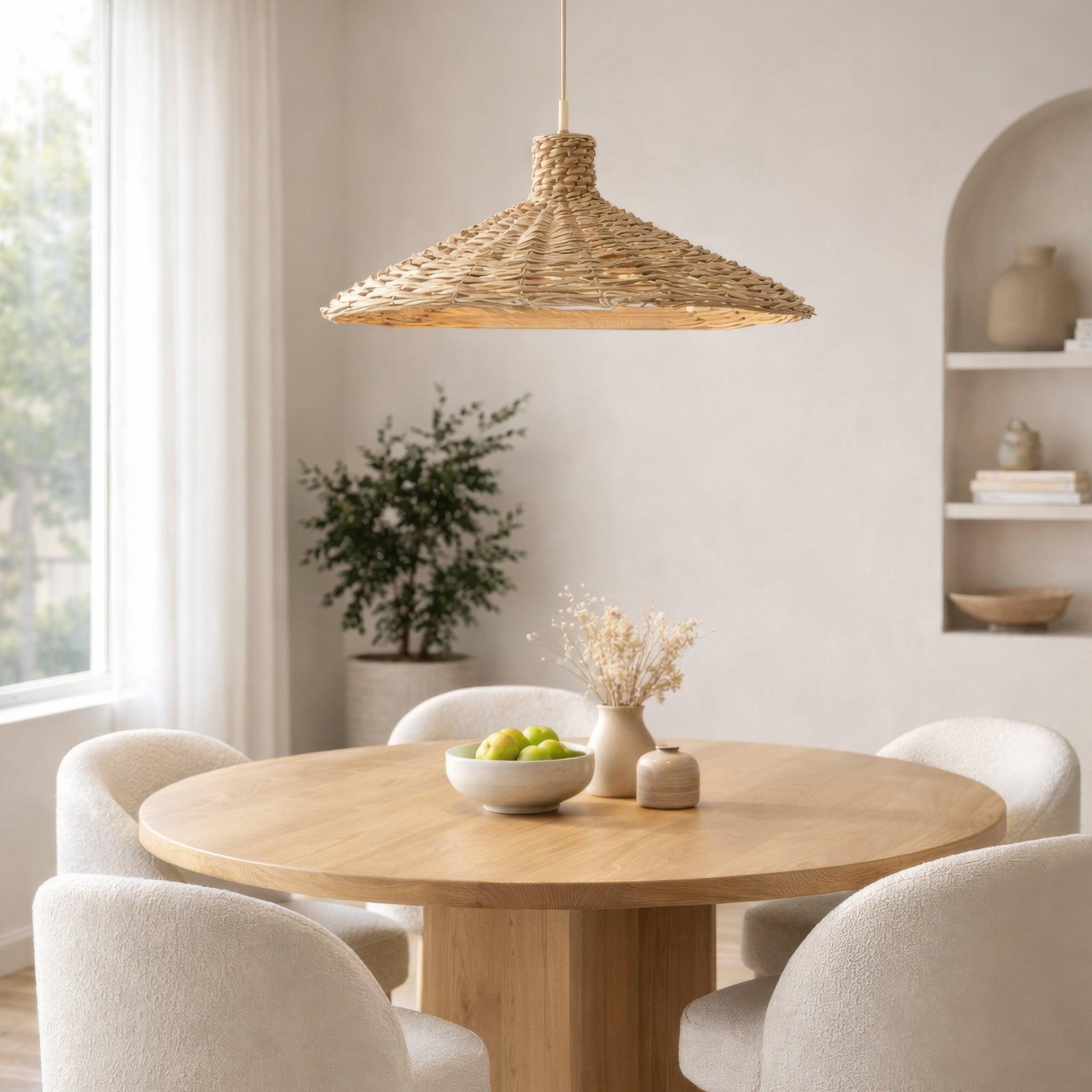 Hilton Head 5-Light Large Pendant - French Gold/Natural Seagrass