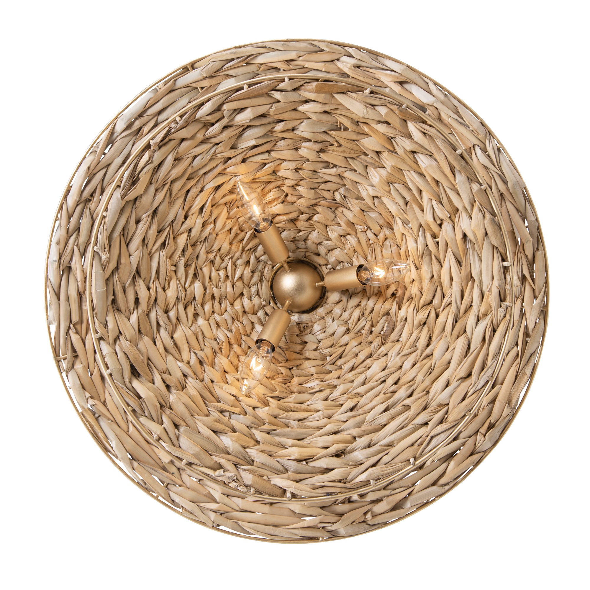 Hilton Head 9-Light 2-Tier Pendant - French Gold/Natural Seagrass