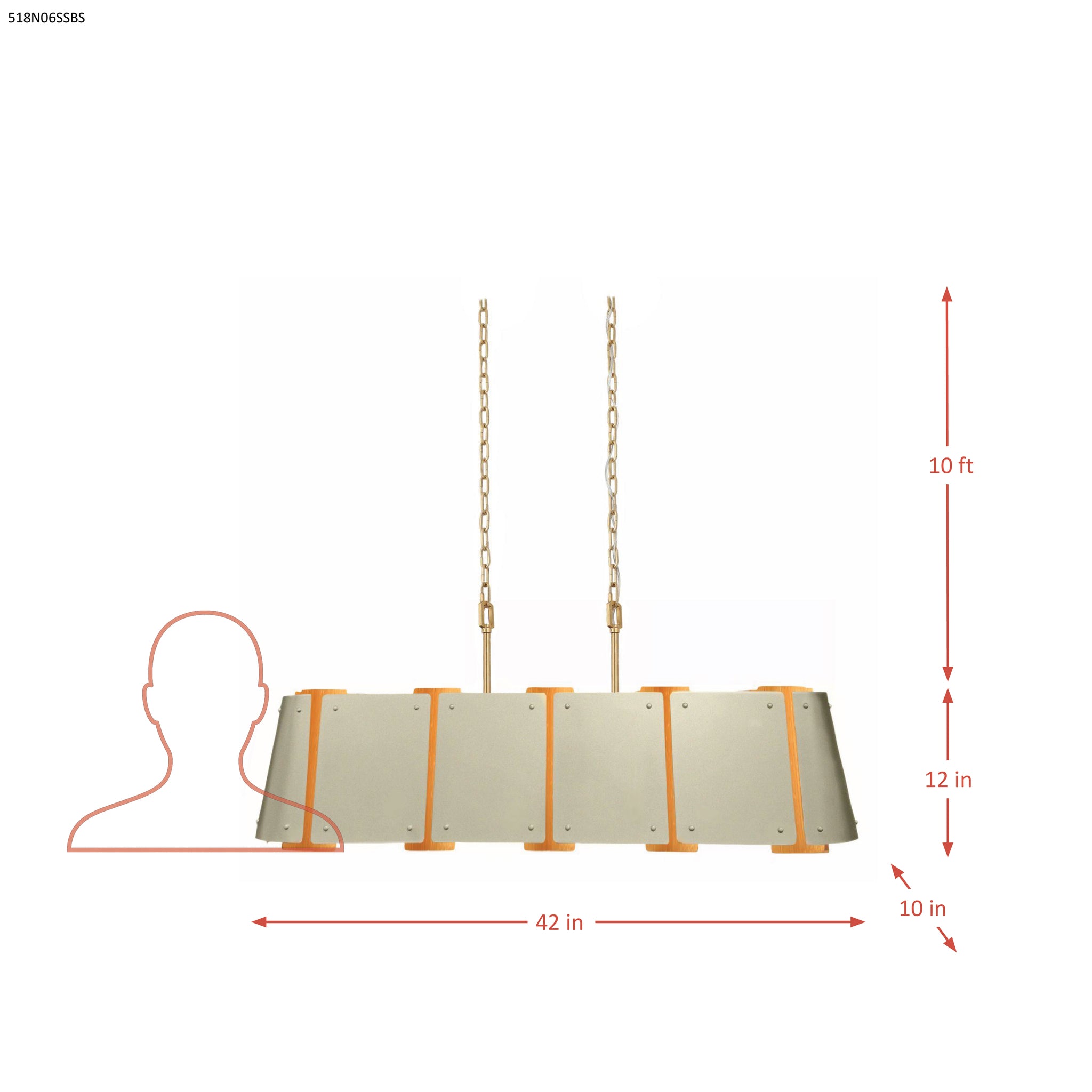 Peep Show 6 Light Linear - Sunwashed Silver/Brushed Sienna
