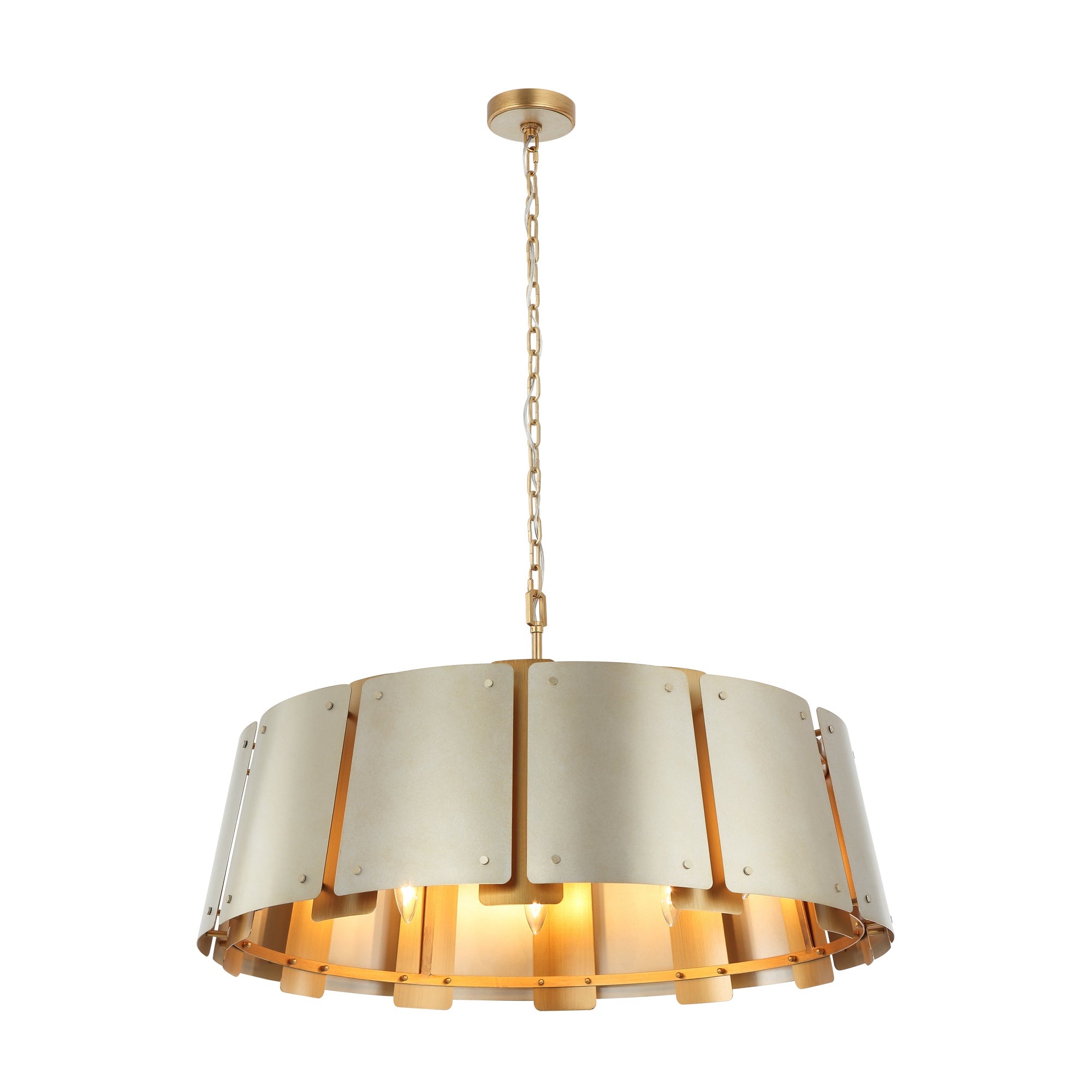 Peep Show 8 Light Pendant - Sunwashed Silver/Brushed Sienna