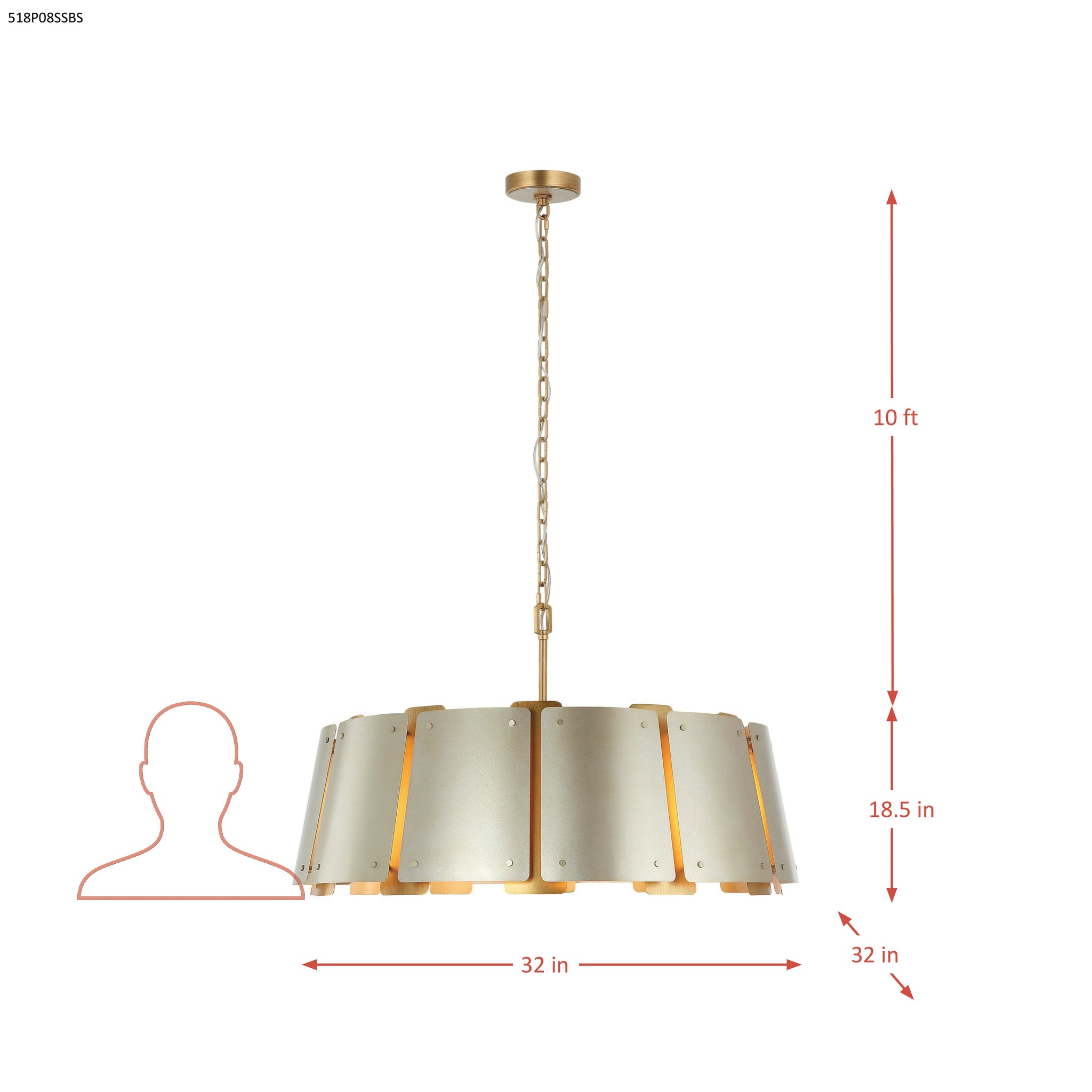 Peep Show 5 Light Pendant - Sunwashed Silver/Brushed Sienna