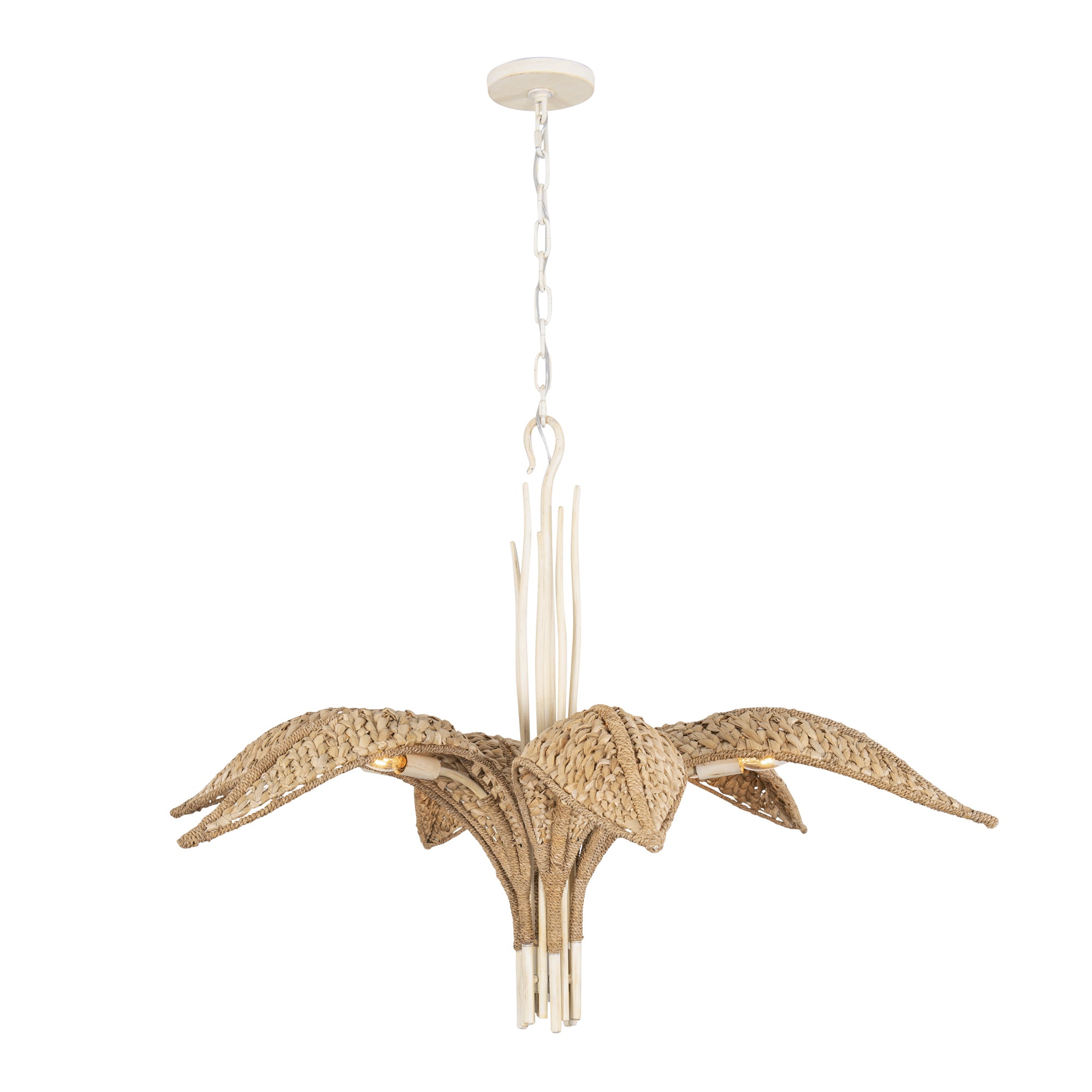 Century Palm 6 Light Chandelier - Country White