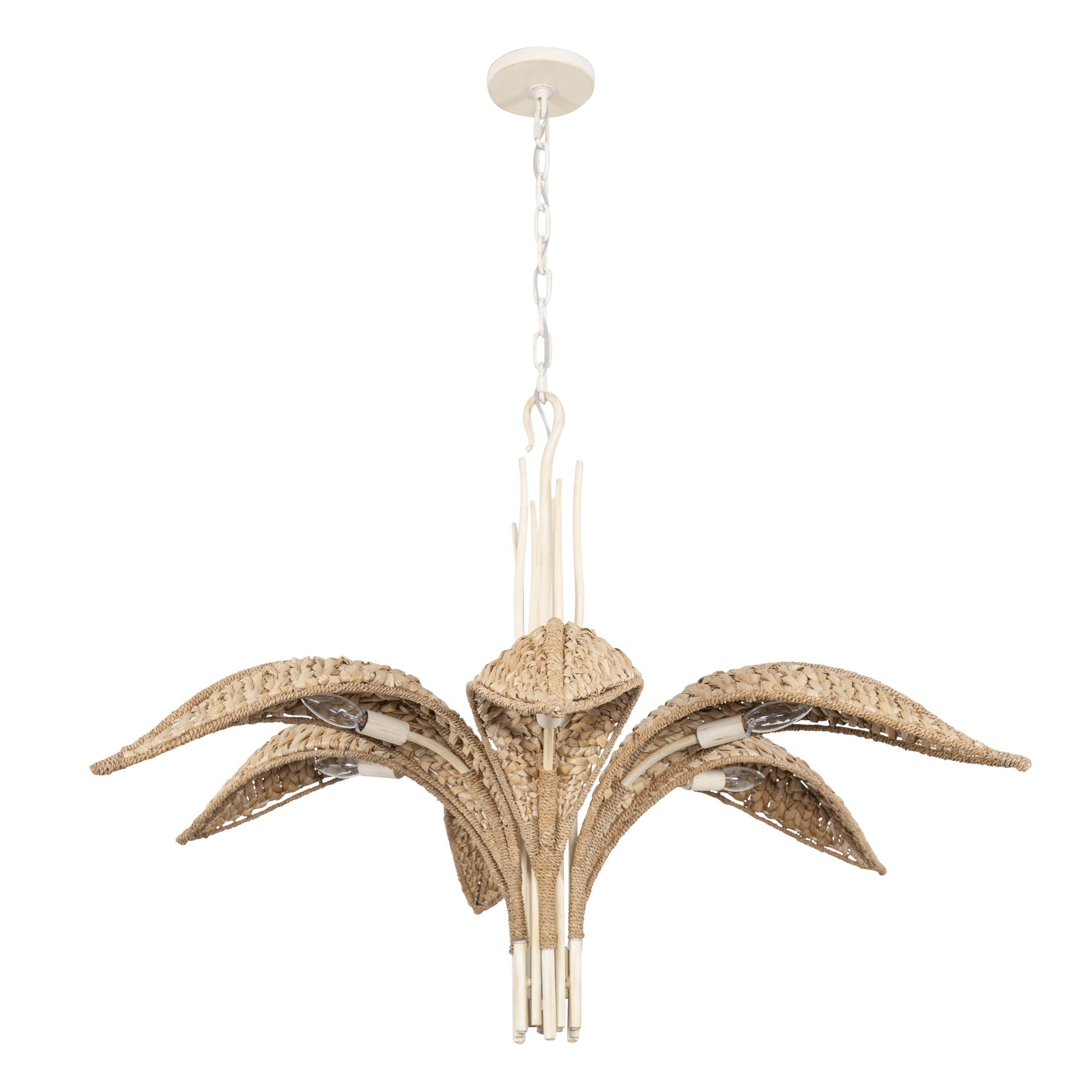 Century Palm 6 Light Chandelier - Country White