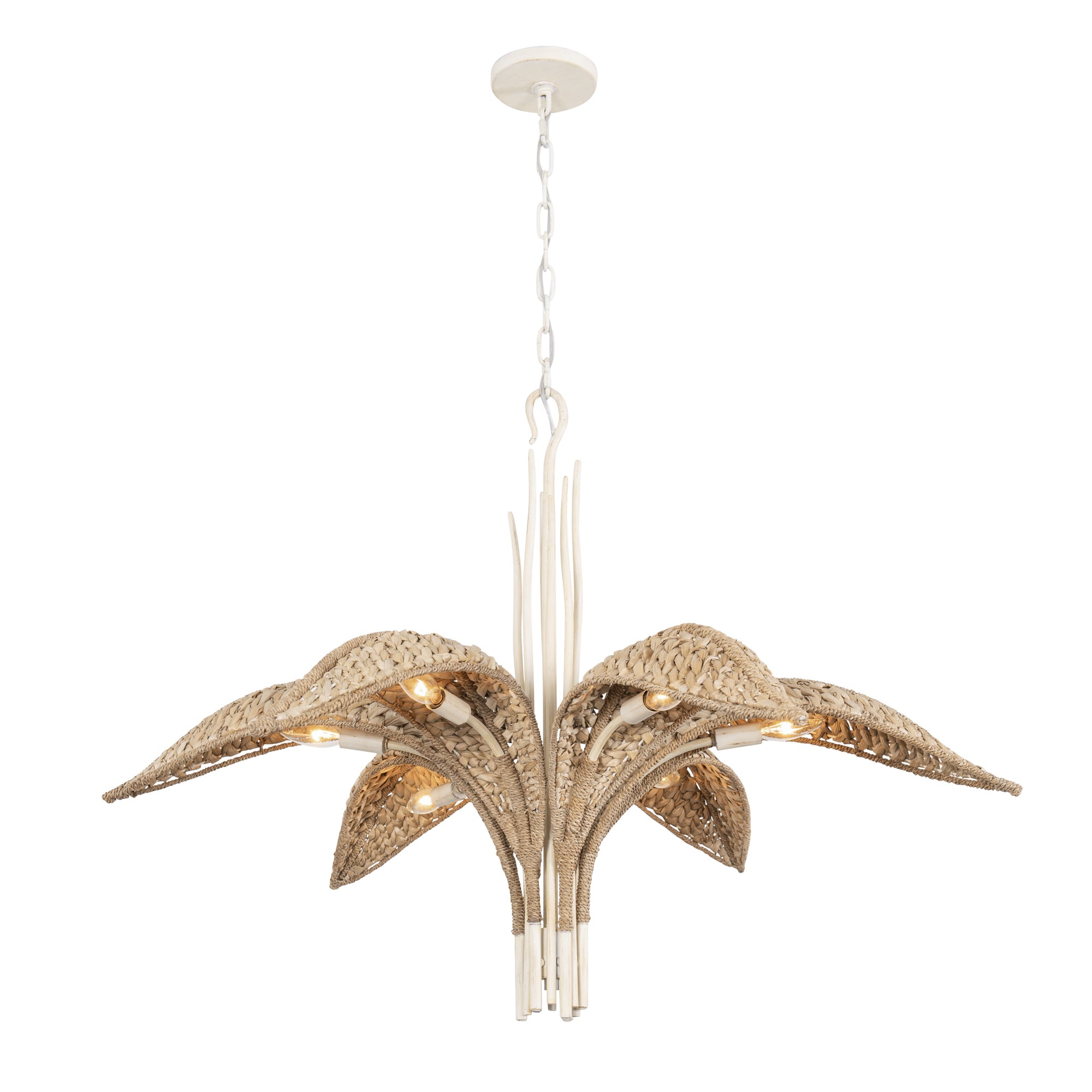 Century Palm 6 Light Chandelier - Country White