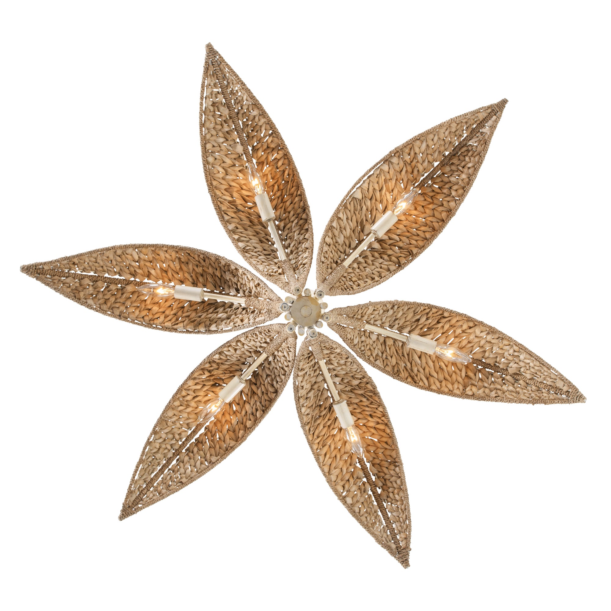 Century Palm 6 Light Chandelier - Country White