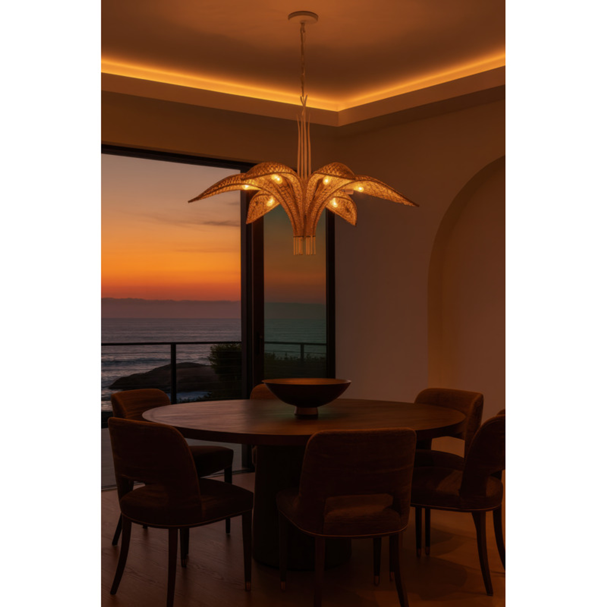 Century Palm 6-Light Chandelier - Country White