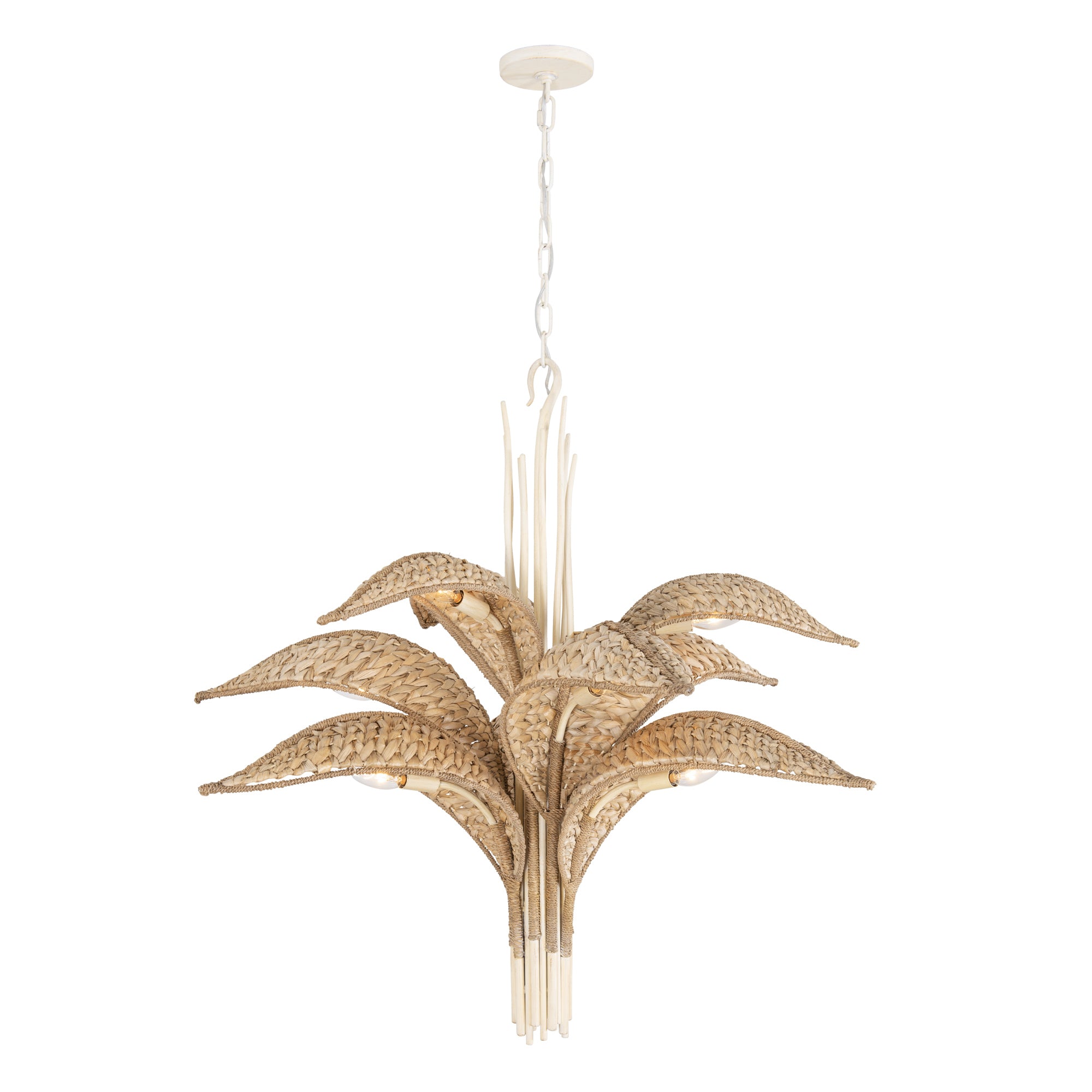 Century Palm 9 Light 3-Tier Chandelier - Country White