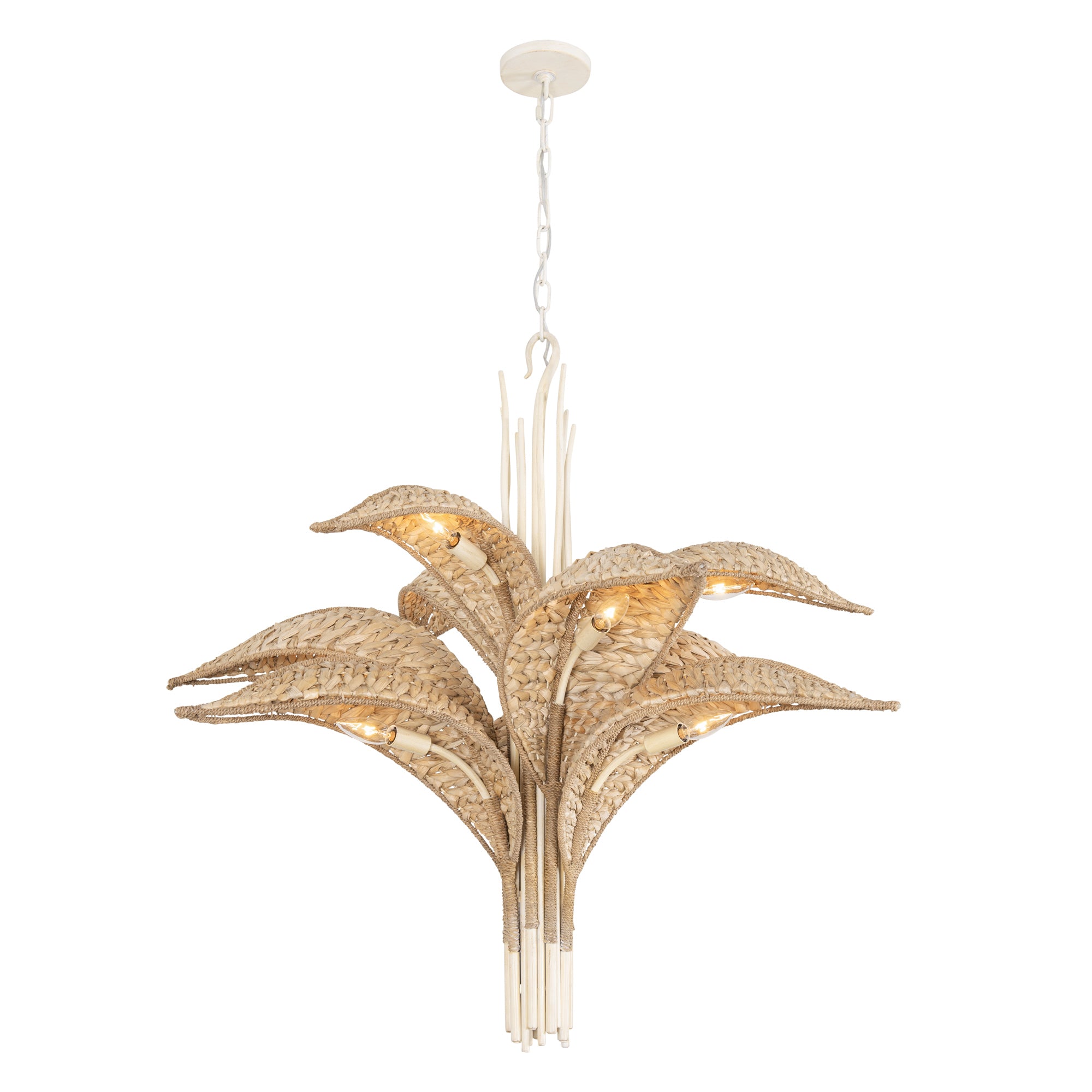 Century Palm 9 Light 3-Tier Chandelier - Country White