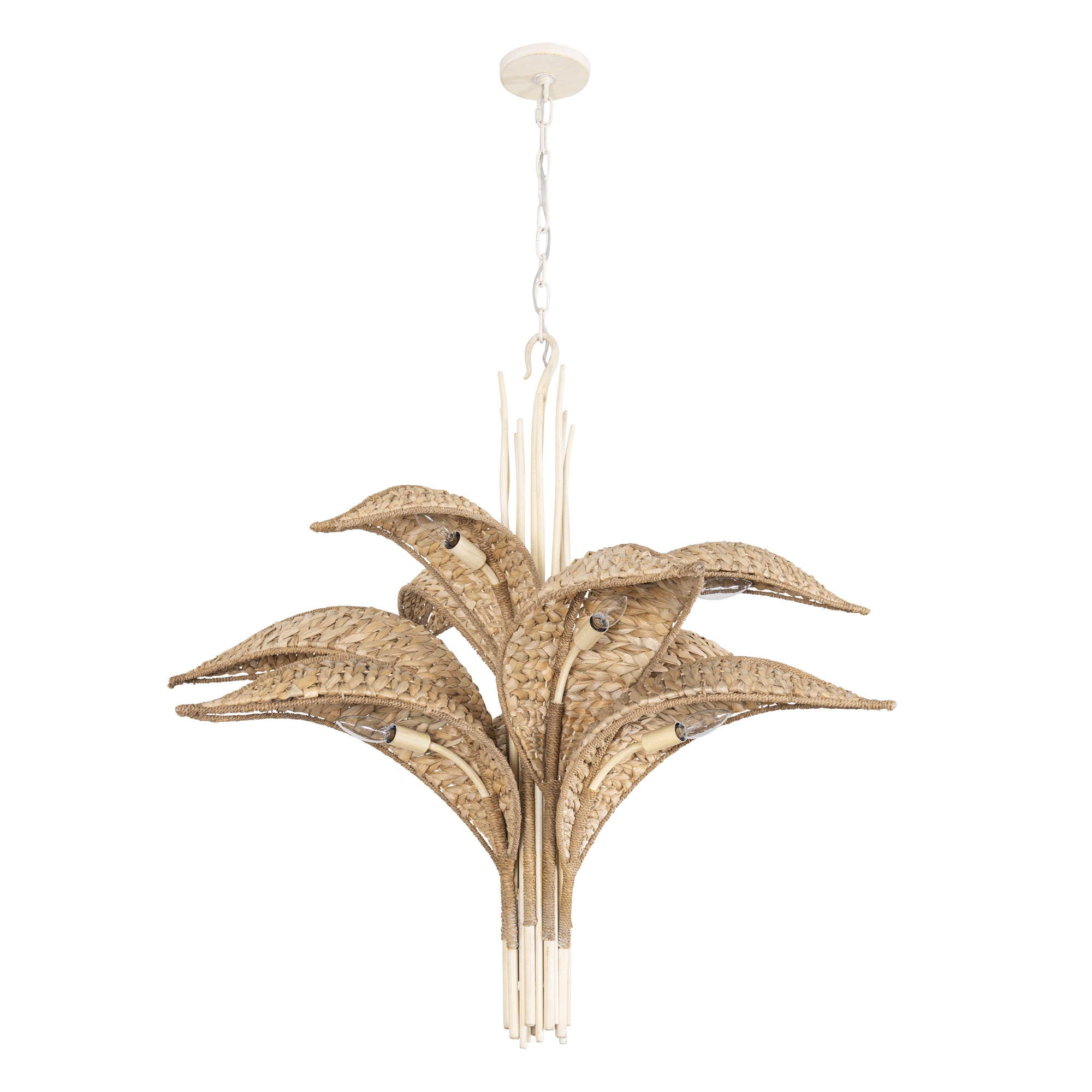 Century Palm 9 Light 3-Tier Chandelier - Country White
