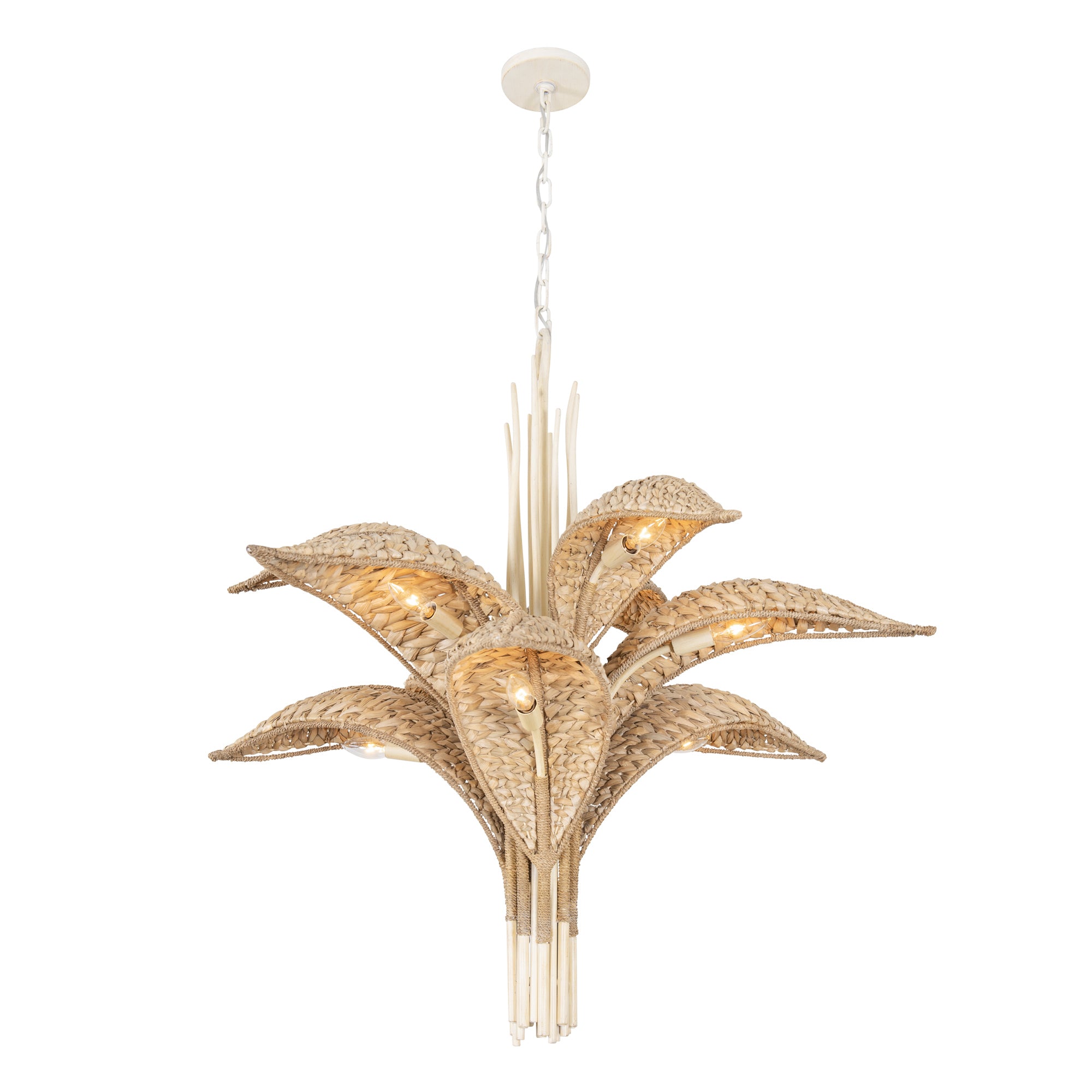 Century Palm 9 Light 3-Tier Chandelier - Country White