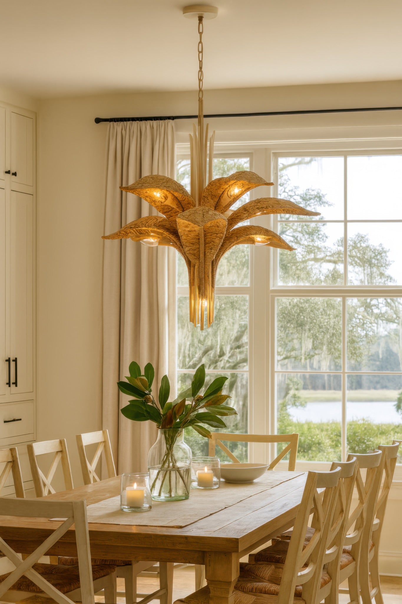 Century Palm 9 Light 3-Tier Chandelier - Country White