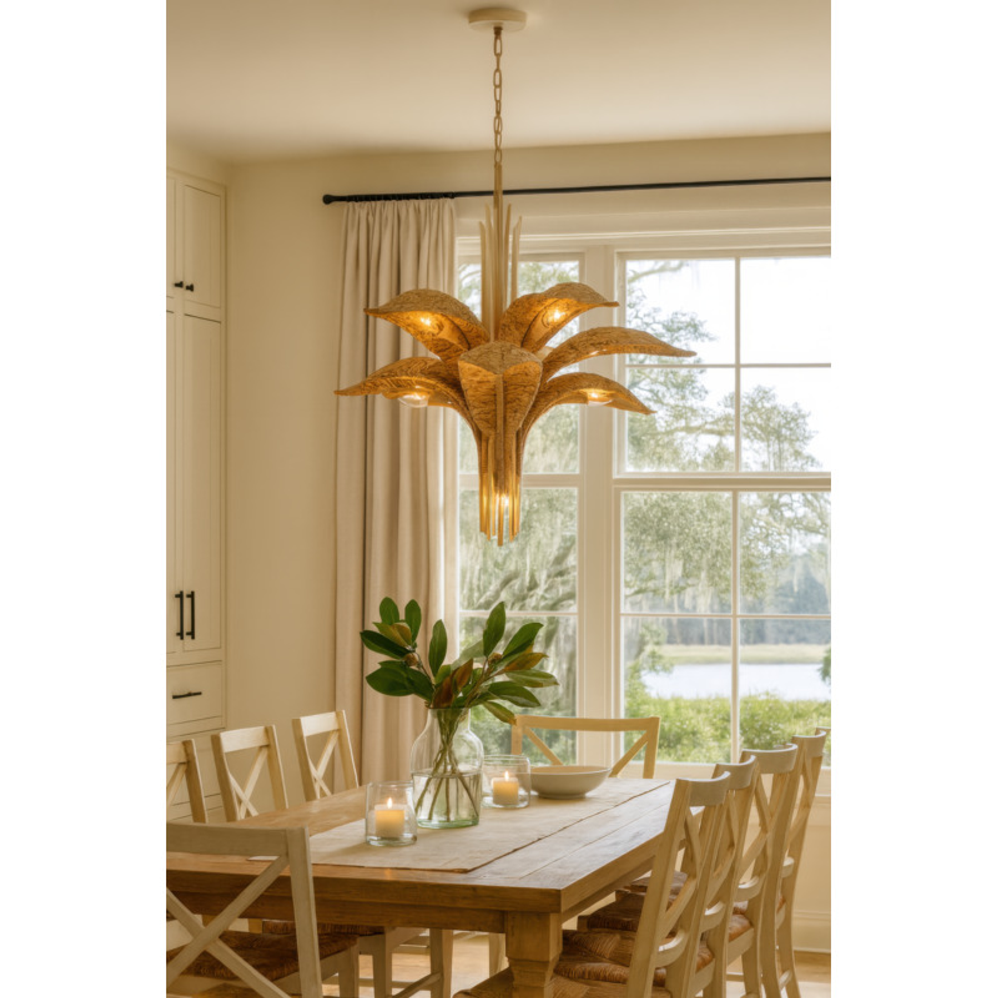 Century Palm 9-Light 3-Tier Chandelier - Country White