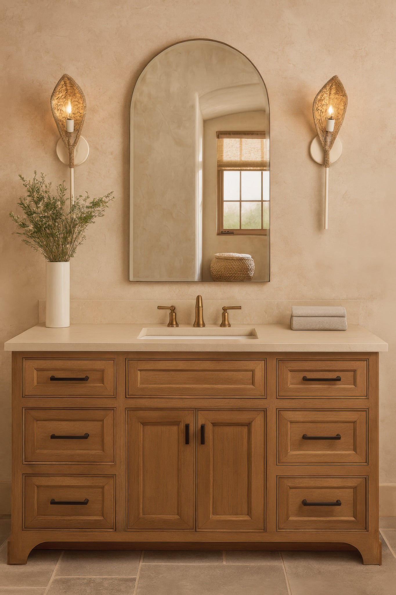 Century Palm 1 Light Sconce - Country White