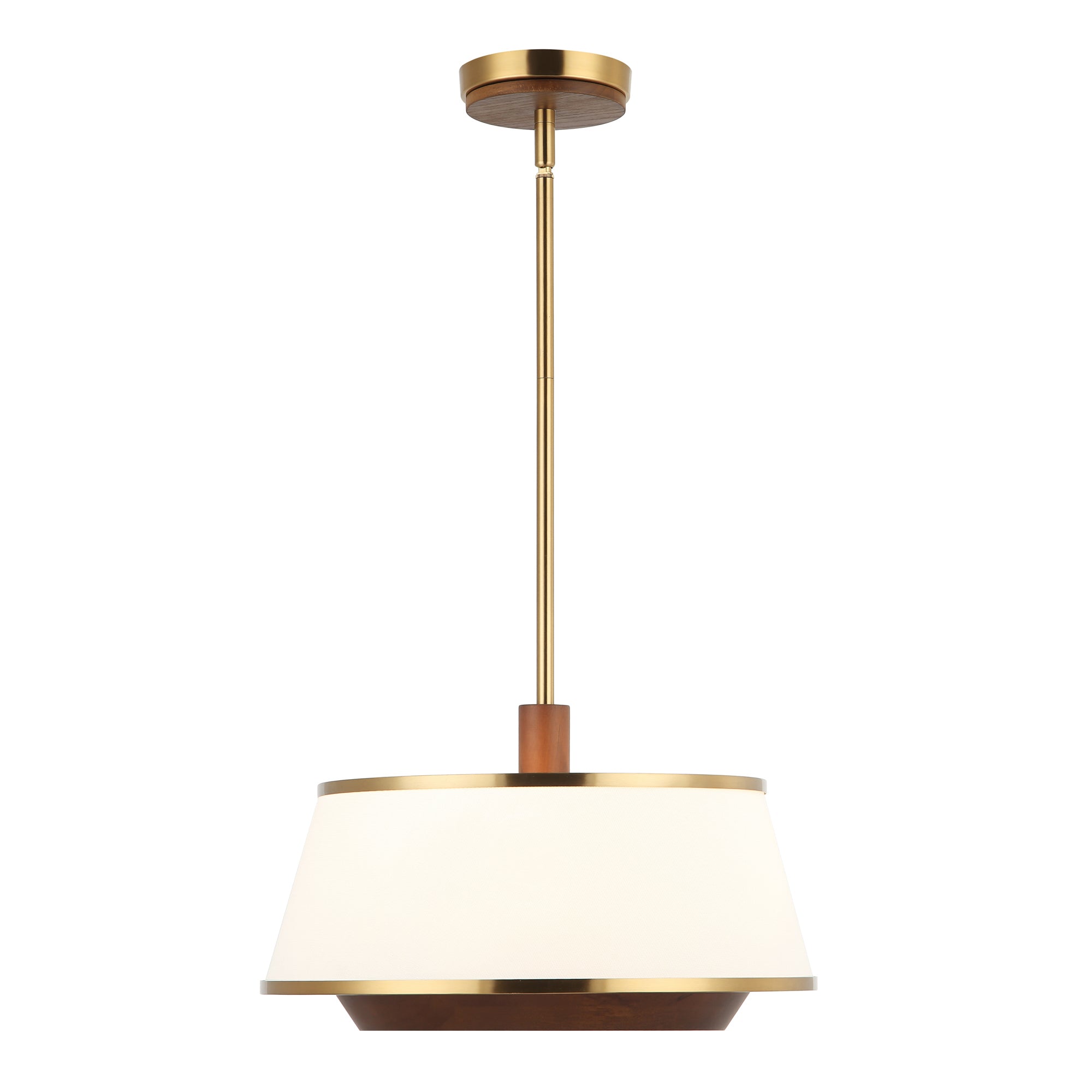 Desert Flyer 3-Light Convertible Pendant/Semi-Flush - Satin Brass/Medium Walnut