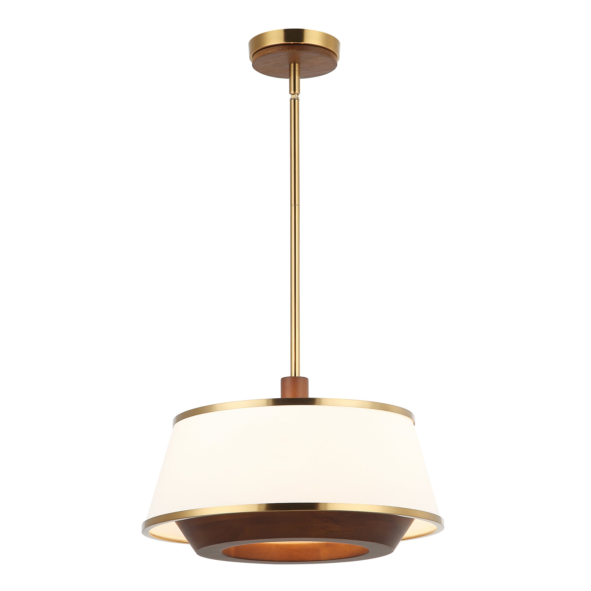 Desert Flyer 3-Light Convertible Pendant/Semi-Flush - Satin Brass/Medium Walnut