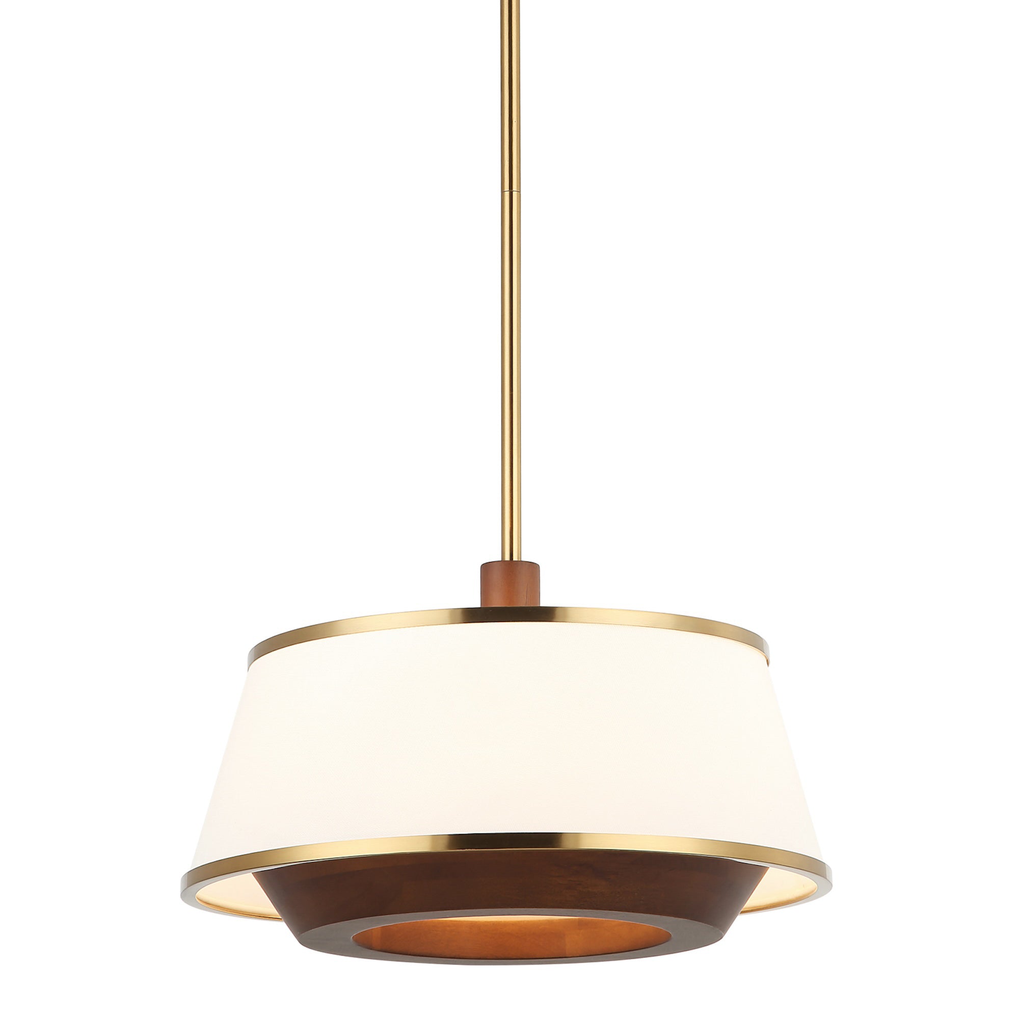 Desert Flyer 3-Light Convertible Pendant/Semi-Flush - Satin Brass/Medium Walnut