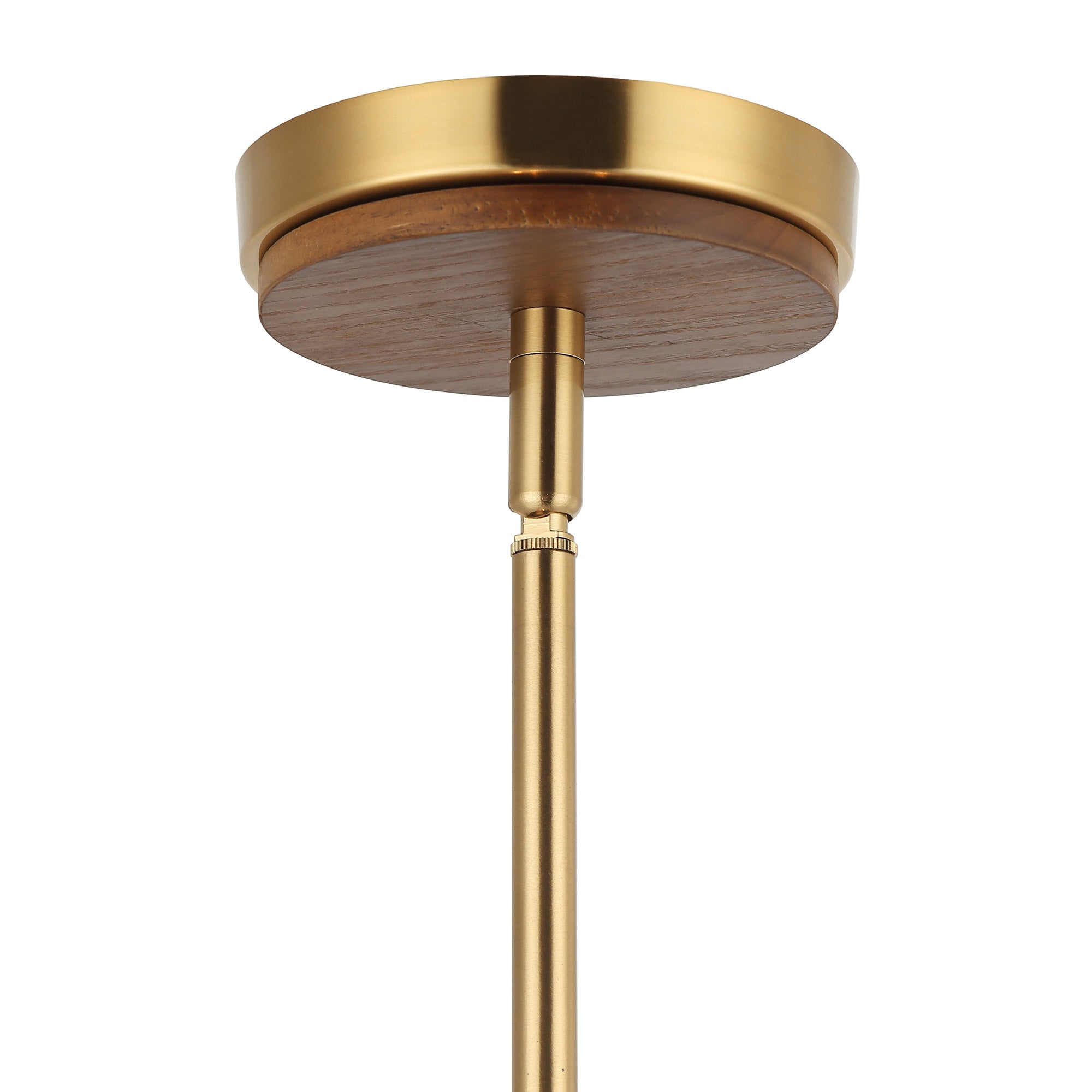 Desert Flyer 3-Light Convertible Pendant/Semi-Flush - Satin Brass/Medium Walnut