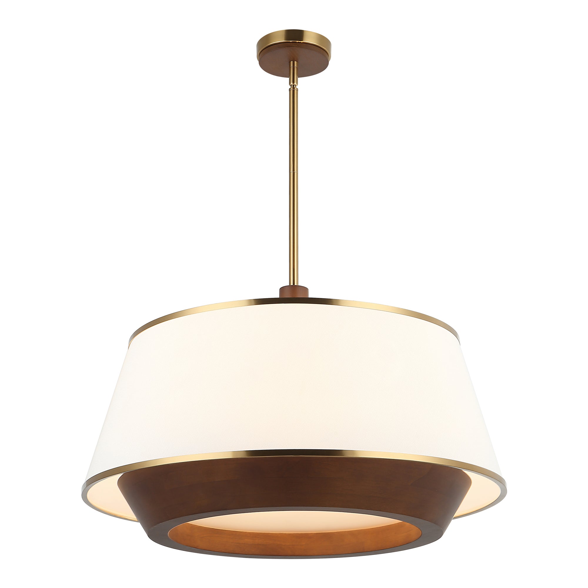 Desert Flyer 6 Light Pendant - Satin Brass/Medium Walnut
