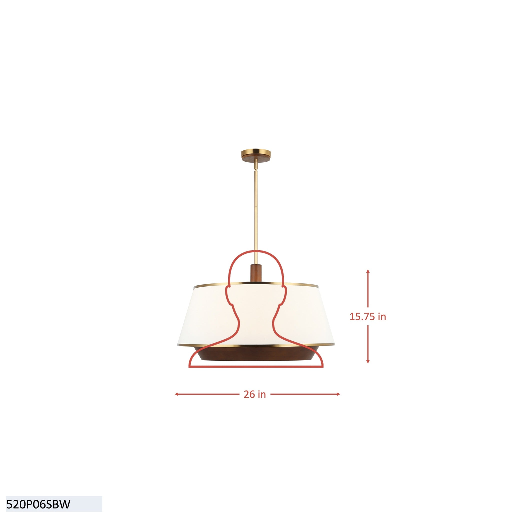 Desert Flyer 6 Light Pendant - Satin Brass/Medium Walnut