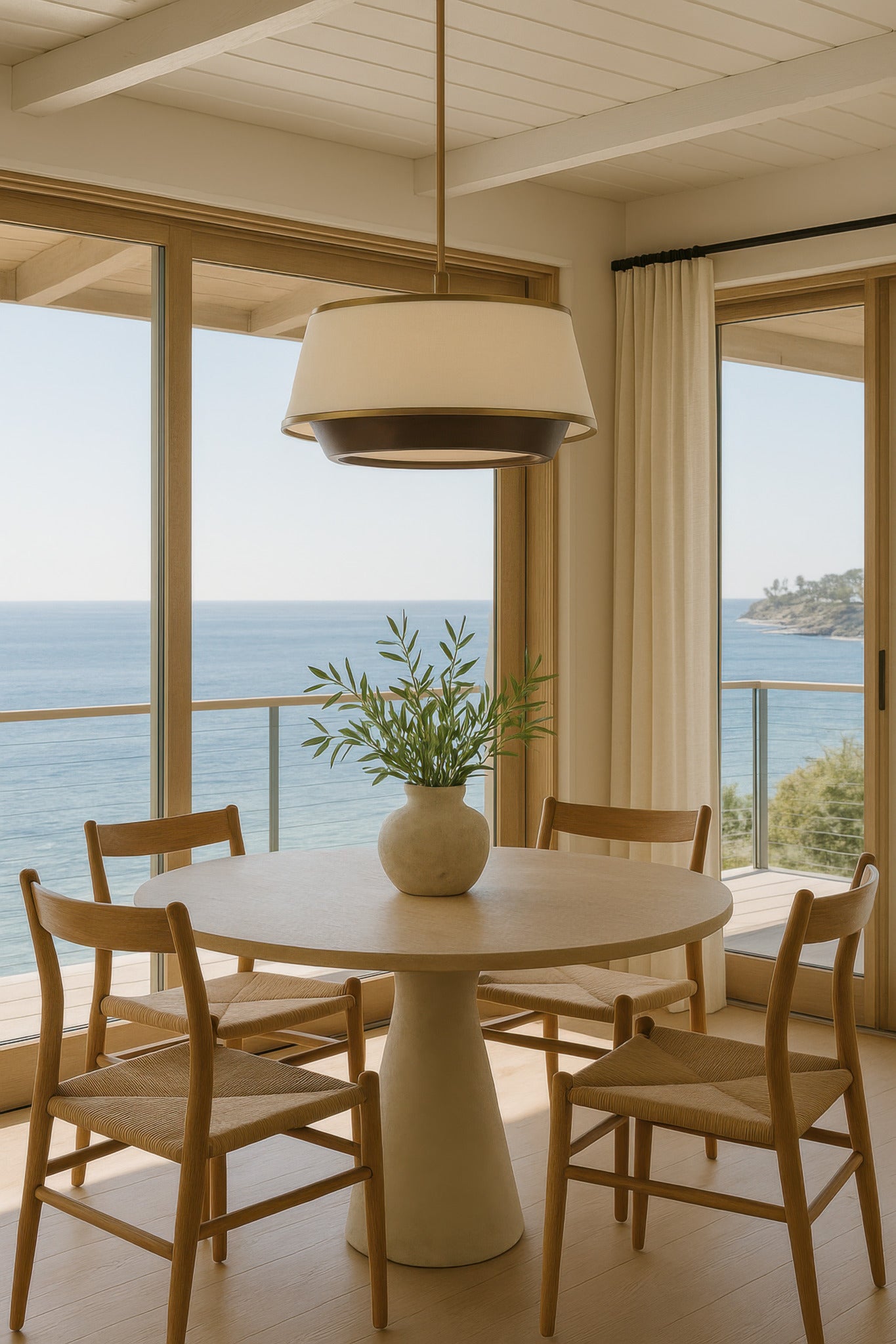 Desert Flyer 6-Light Pendant - Satin Brass/Medium Walnut