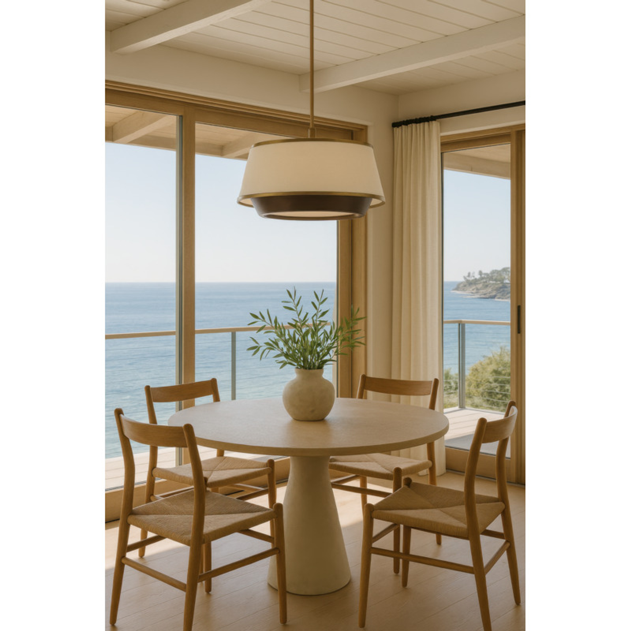 Desert Flyer 6-Light Pendant - Satin Brass/Medium Walnut