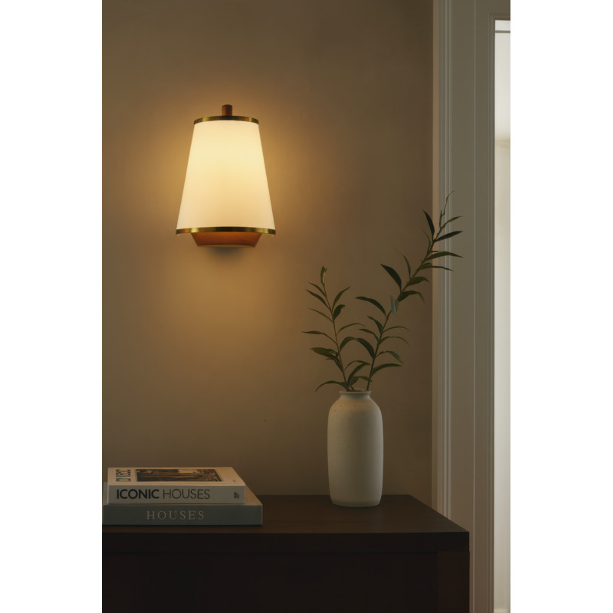 Desert Flyer 2-Light Sconce - Satin Brass/Medium Walnut