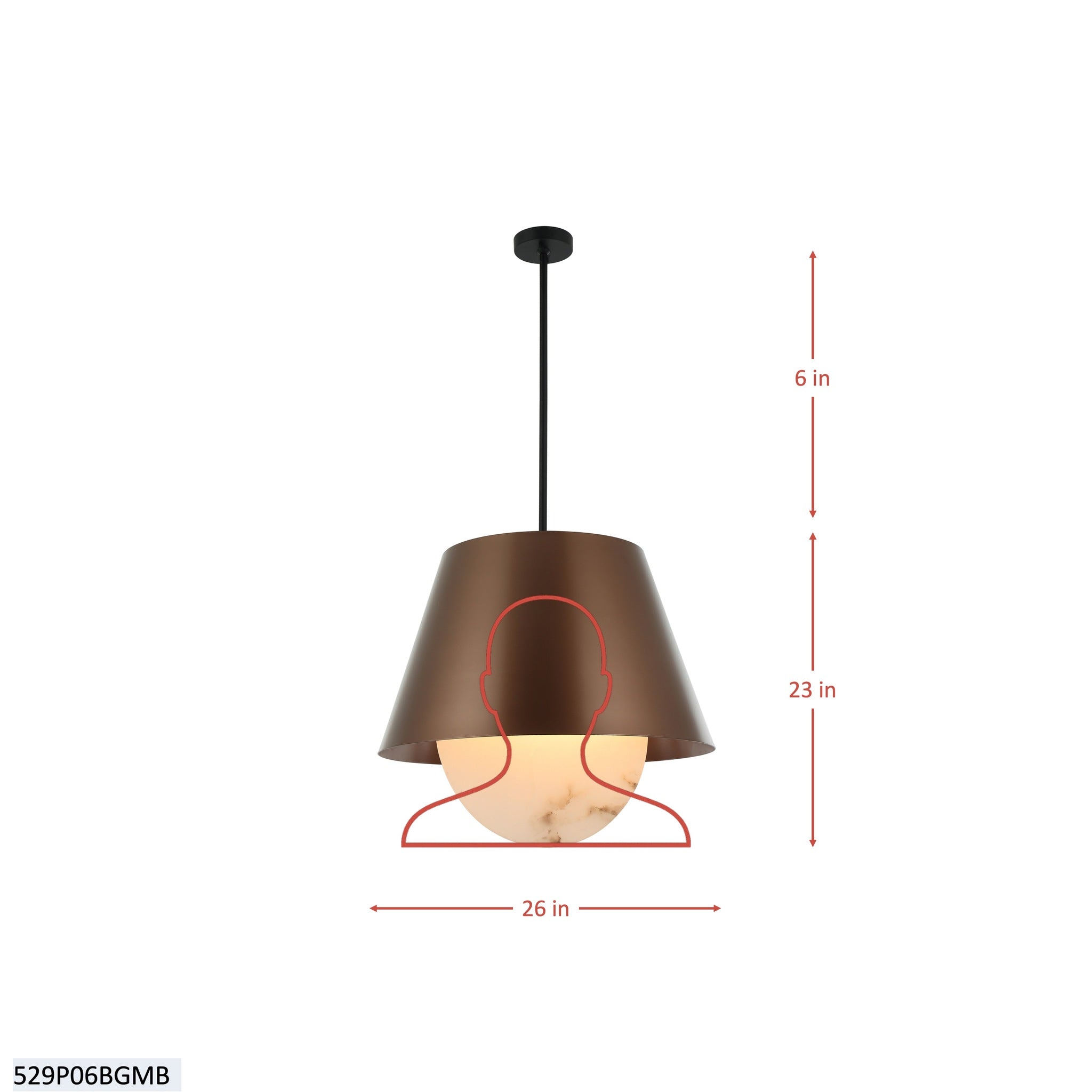 Rock On 6 Light Pendant - Brontourage/Matte Black