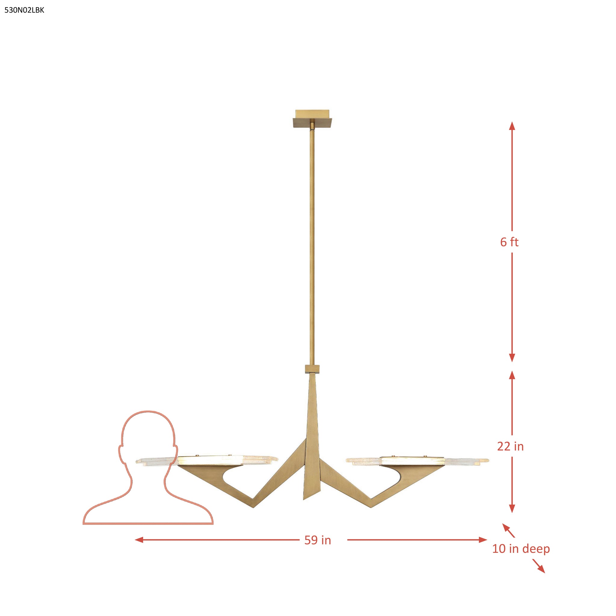 Down the Wrong Path 2 Light Large Linear - Brass Kisser