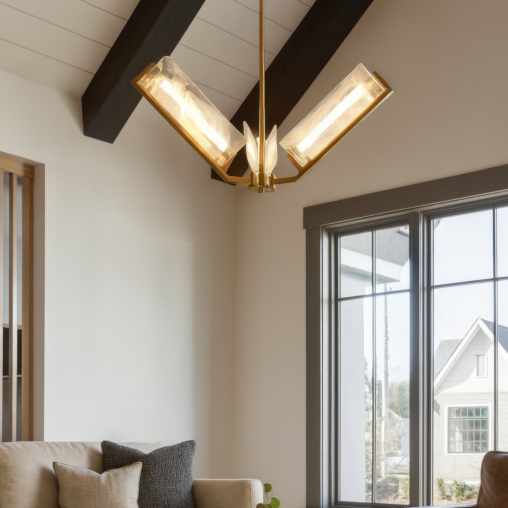 Mingle 3 Light Chandelier - Satin Brass