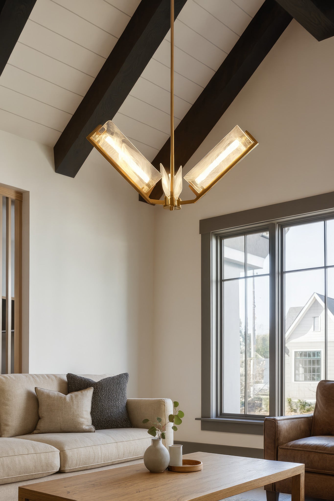 Mingle 3 Light Chandelier - Satin Brass