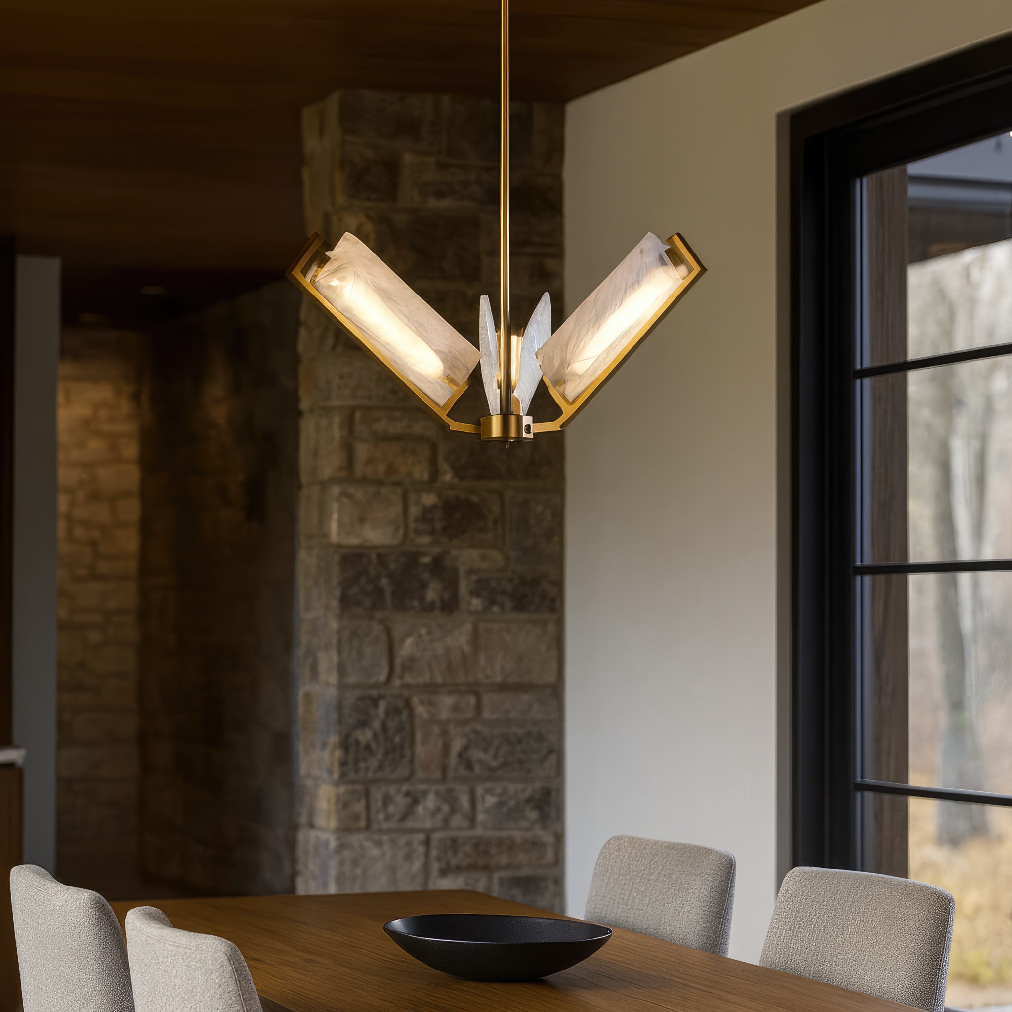 Mingle 3 Light Chandelier - Satin Brass