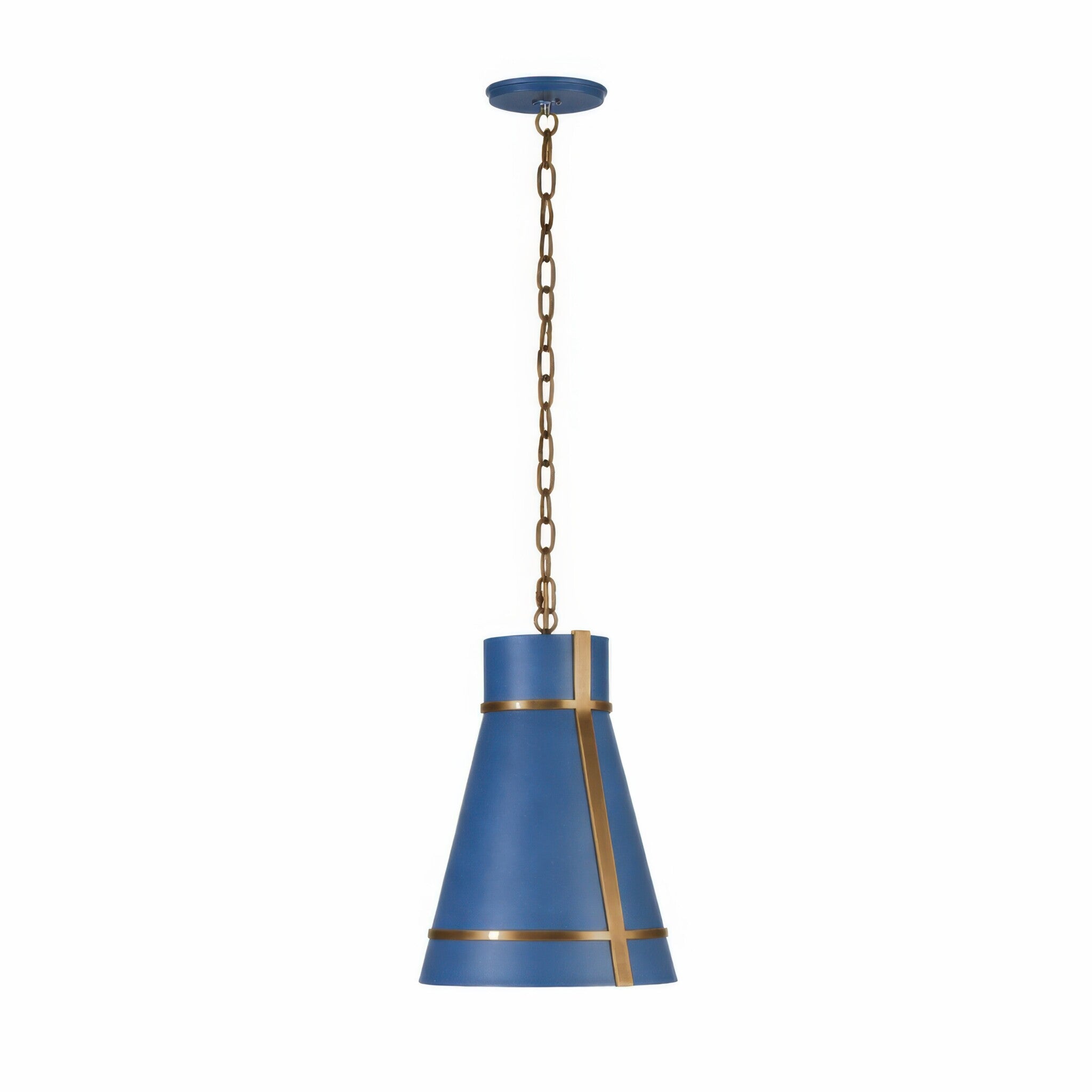 Brasserie 1 Light Mini Pendant - French Blue/Heritage Bronze