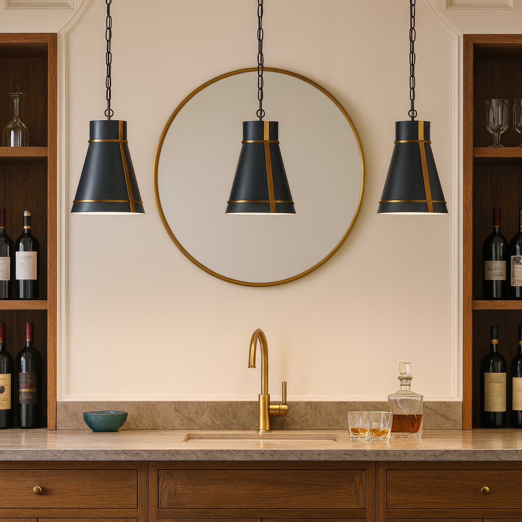 Brasserie 1-Light Mini Pendant - Blackened Zinc/Heritage Bronze