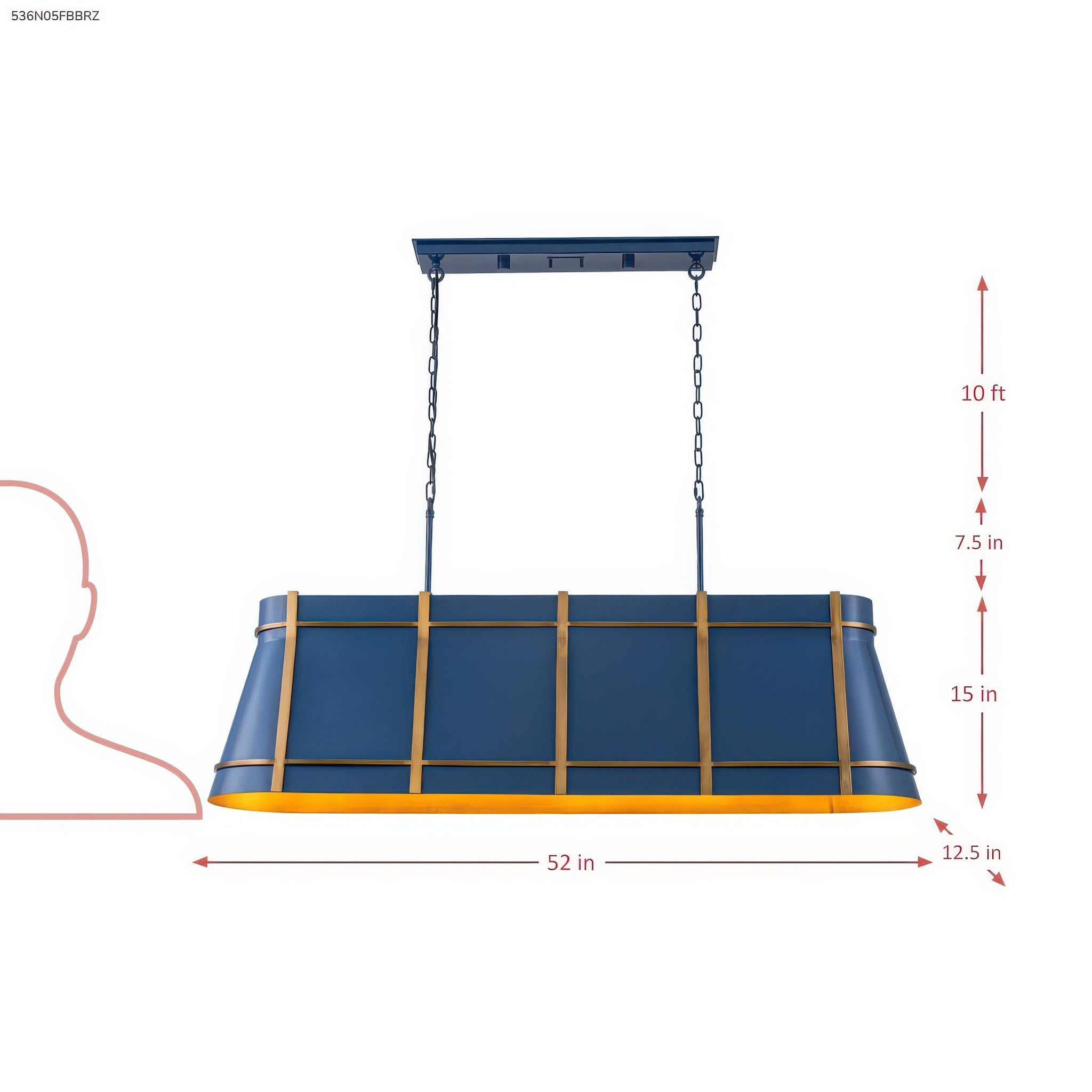 Brasserie 5 Light Linear - French Blue/Heritage Bronze