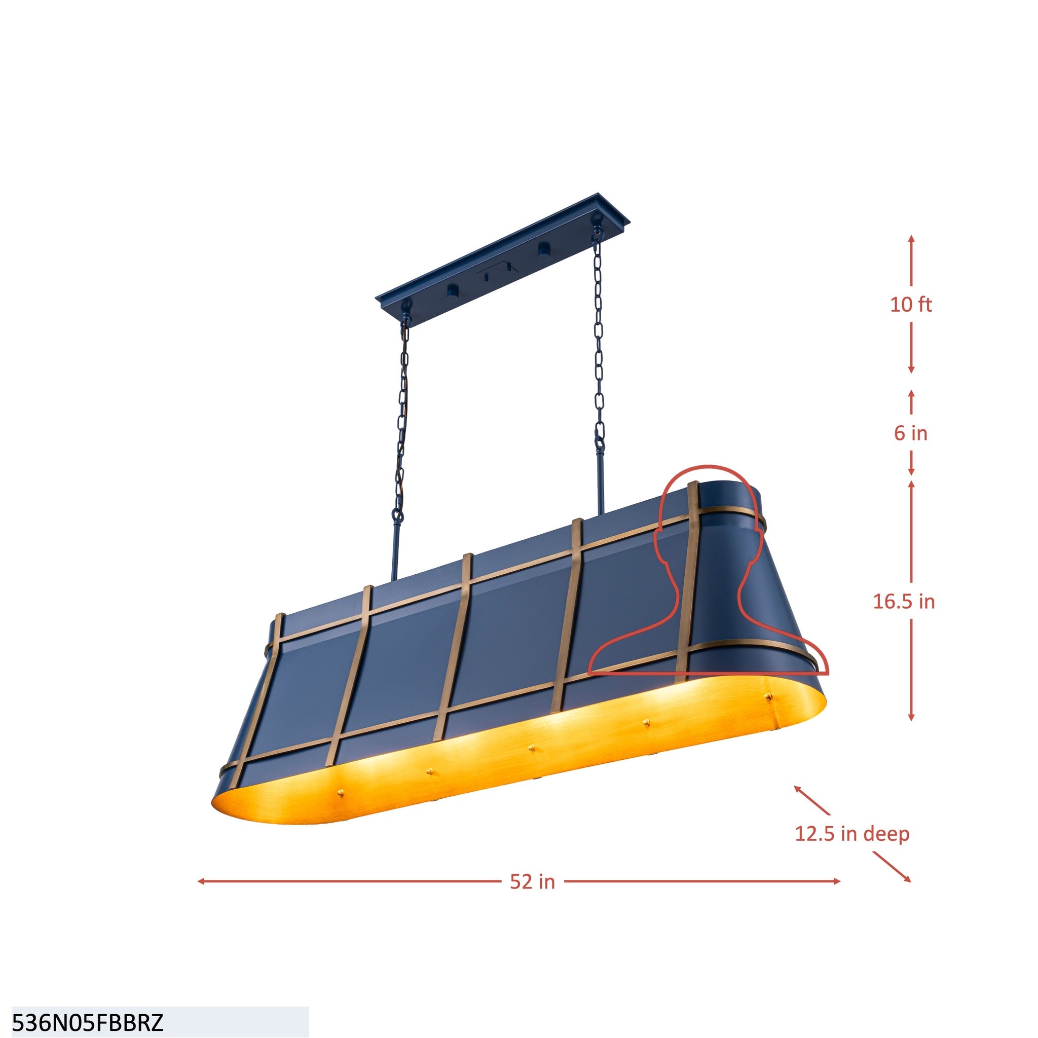 Brasserie 5 Light Linear - French Blue/Heritage Bronze