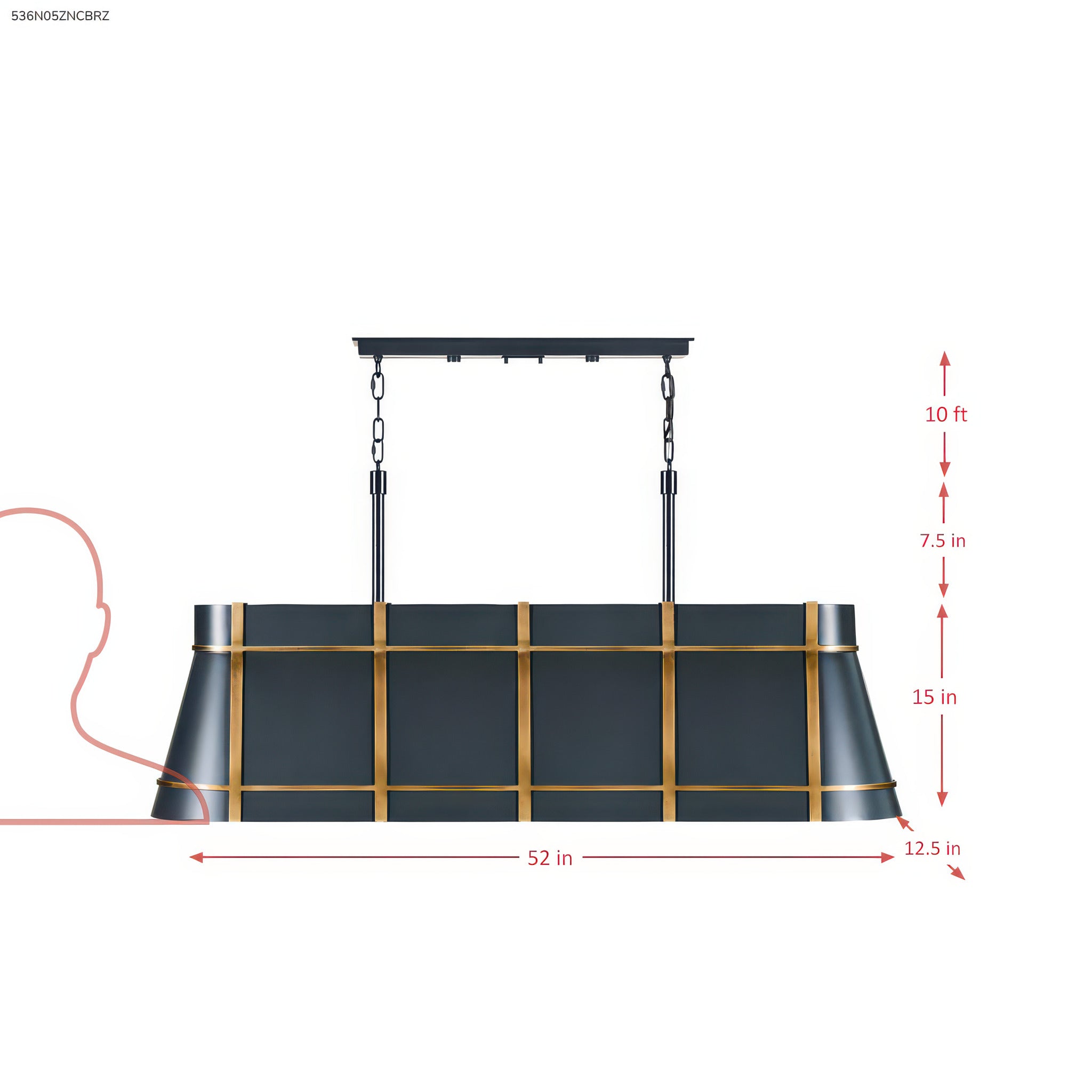 Brasserie 5 Light Linear - Blackened Zinc/Heritage Bronze