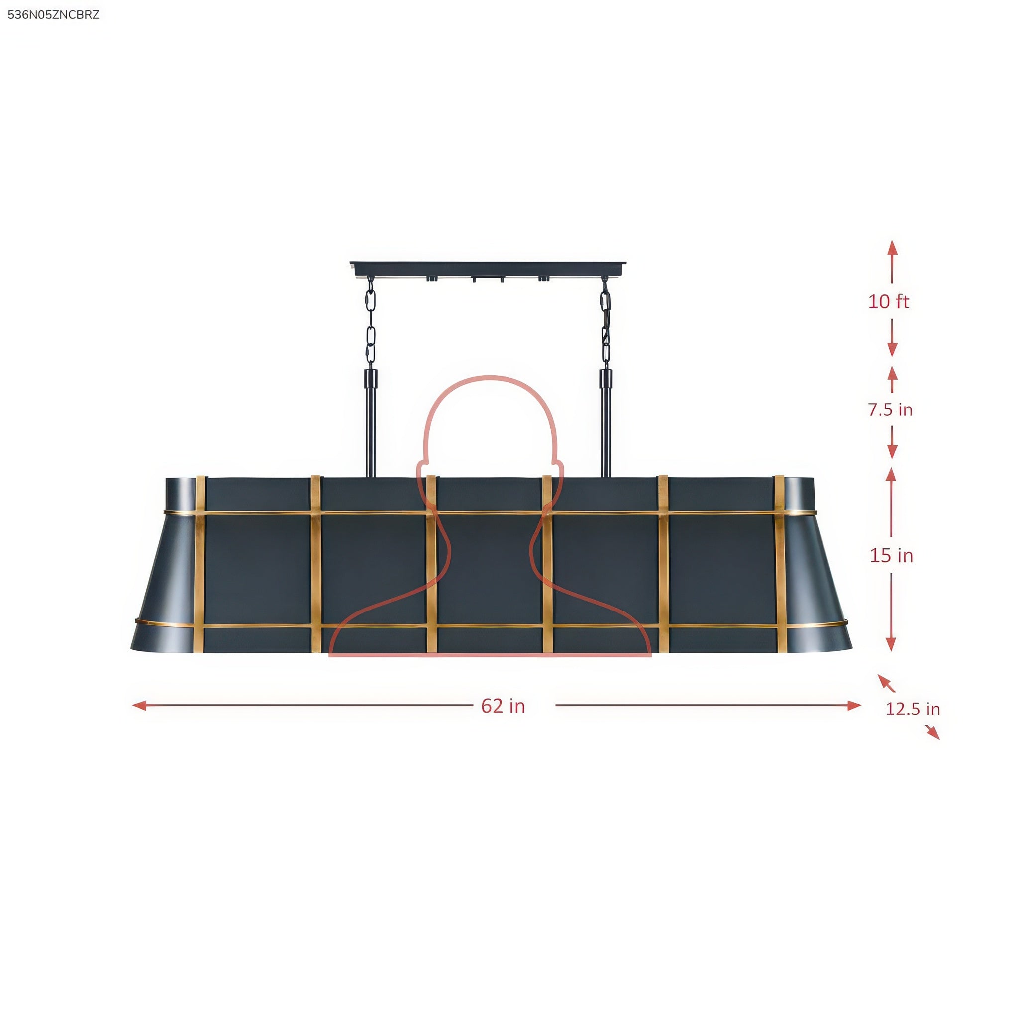 Brasserie 6 Light Linear - Blackened Zinc/Heritage Bronze