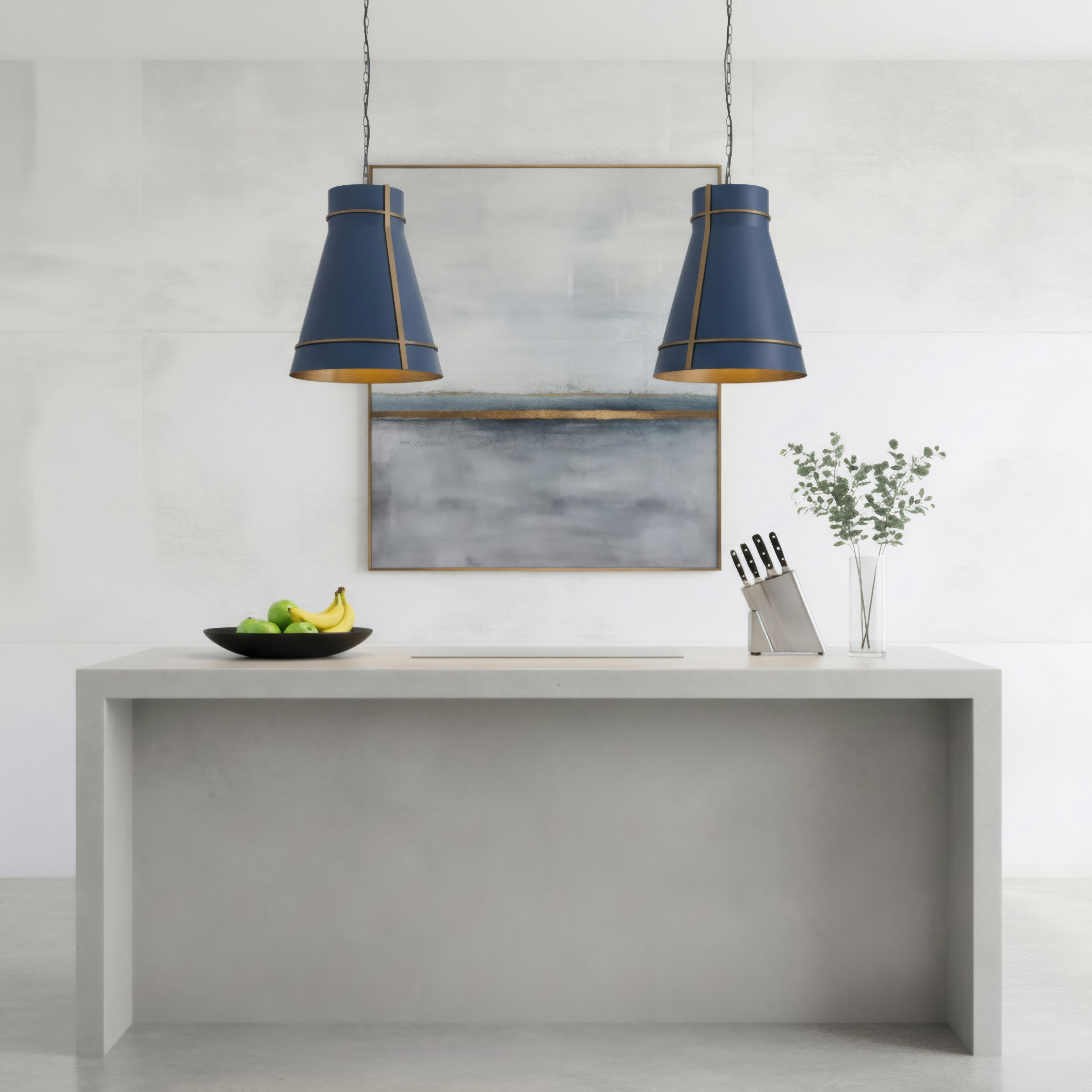 Brasserie 1 Light Pendant - French Blue/Heritage Bronze