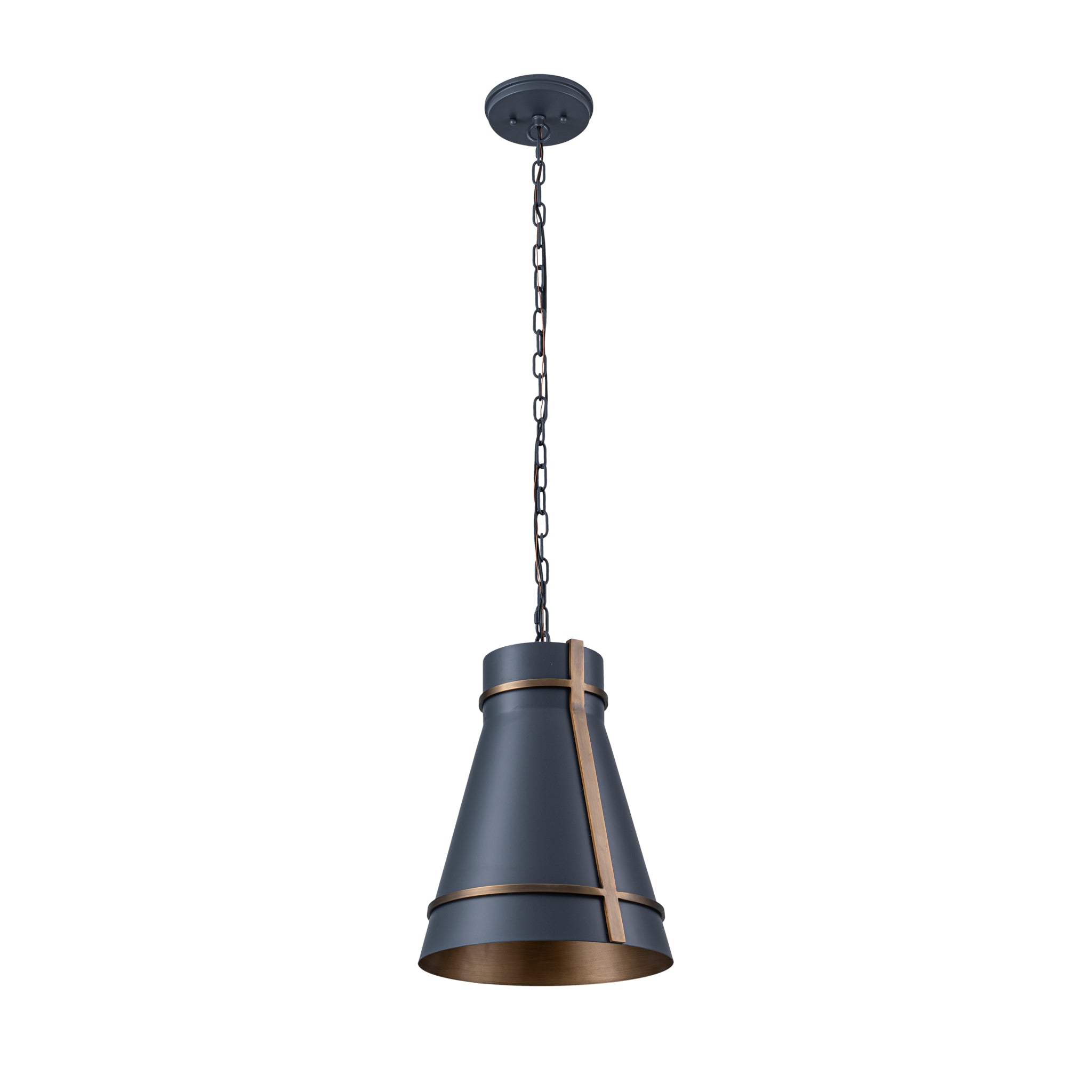 Brasserie 1 Light Pendant - Blackened Zinc/Heritage Bronze