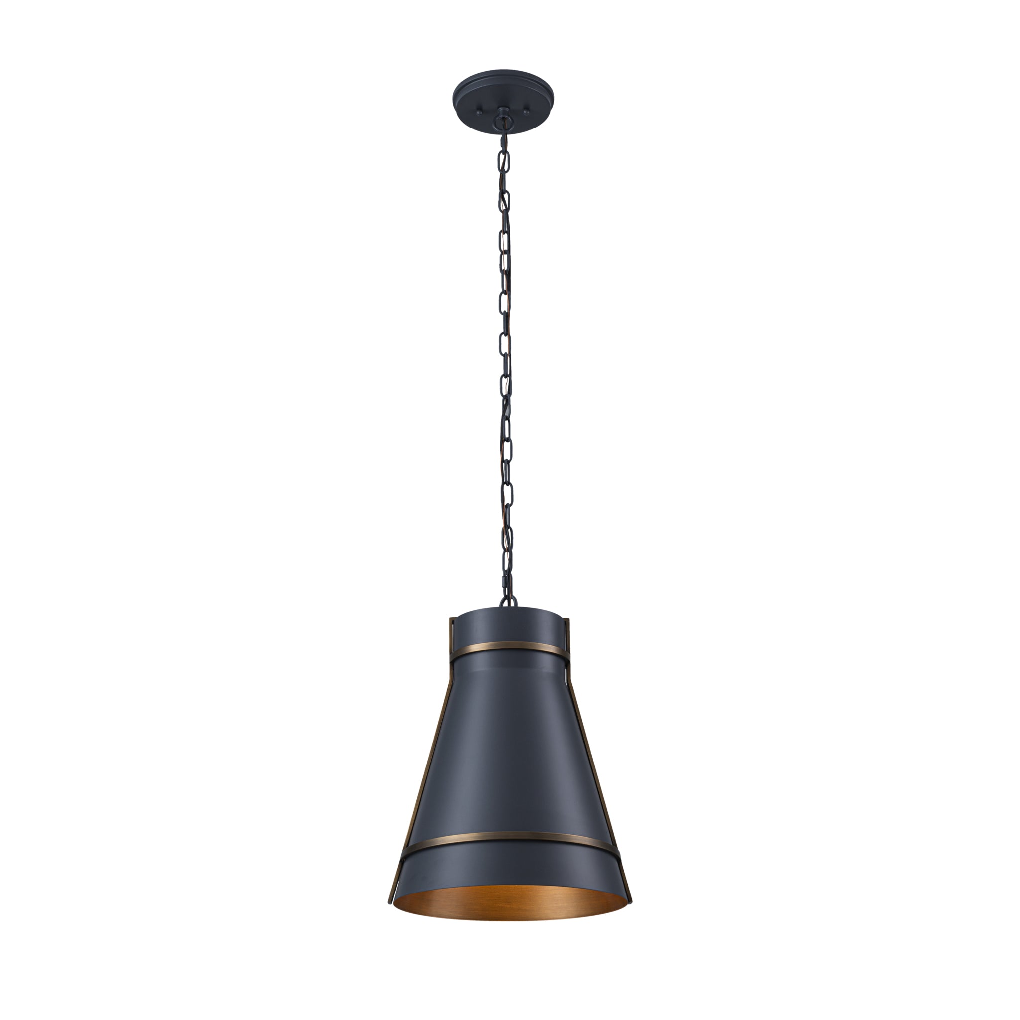 Brasserie 1 Light Pendant - Blackened Zinc/Heritage Bronze