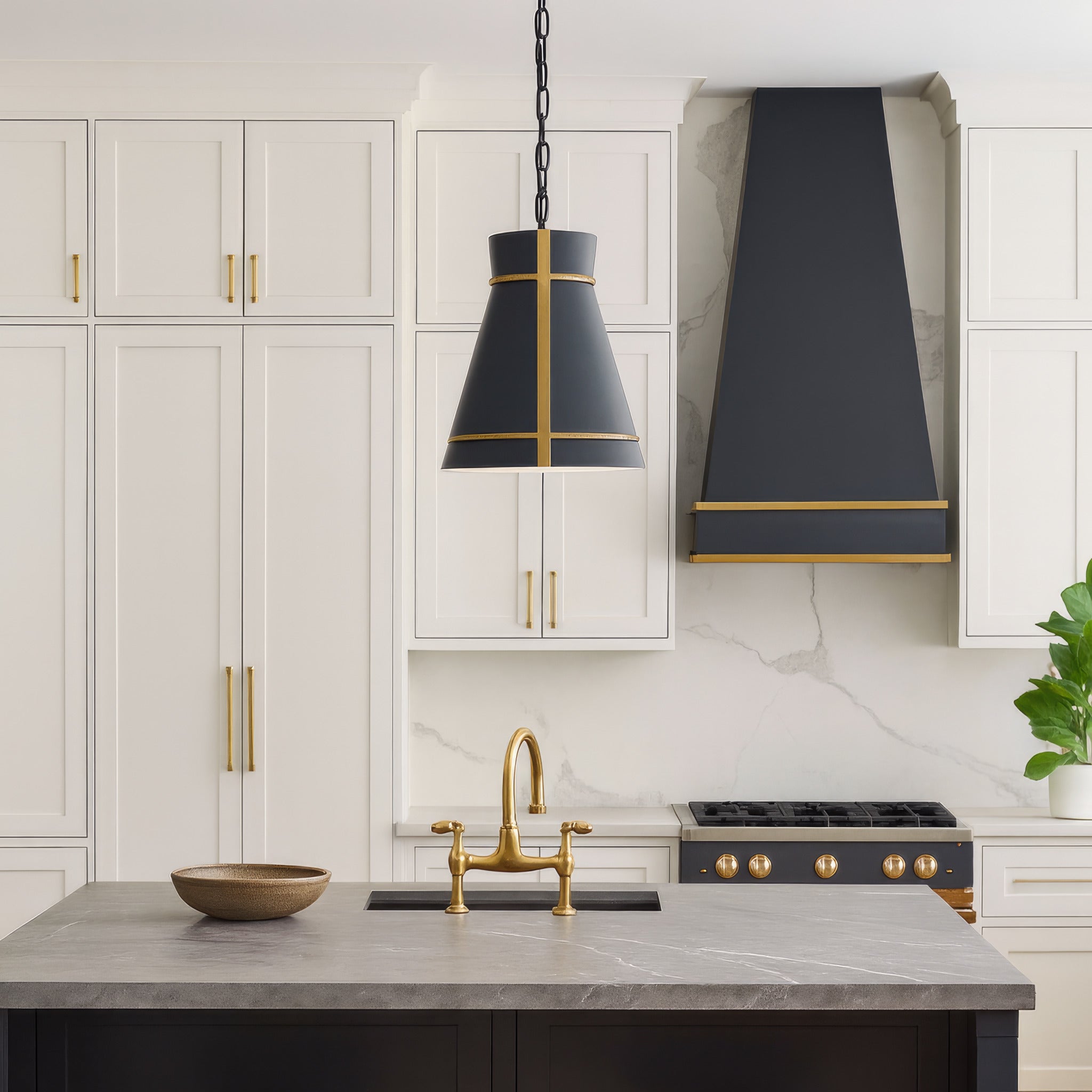 Brasserie 1 Light Pendant - Blackened Zinc/Heritage Bronze
