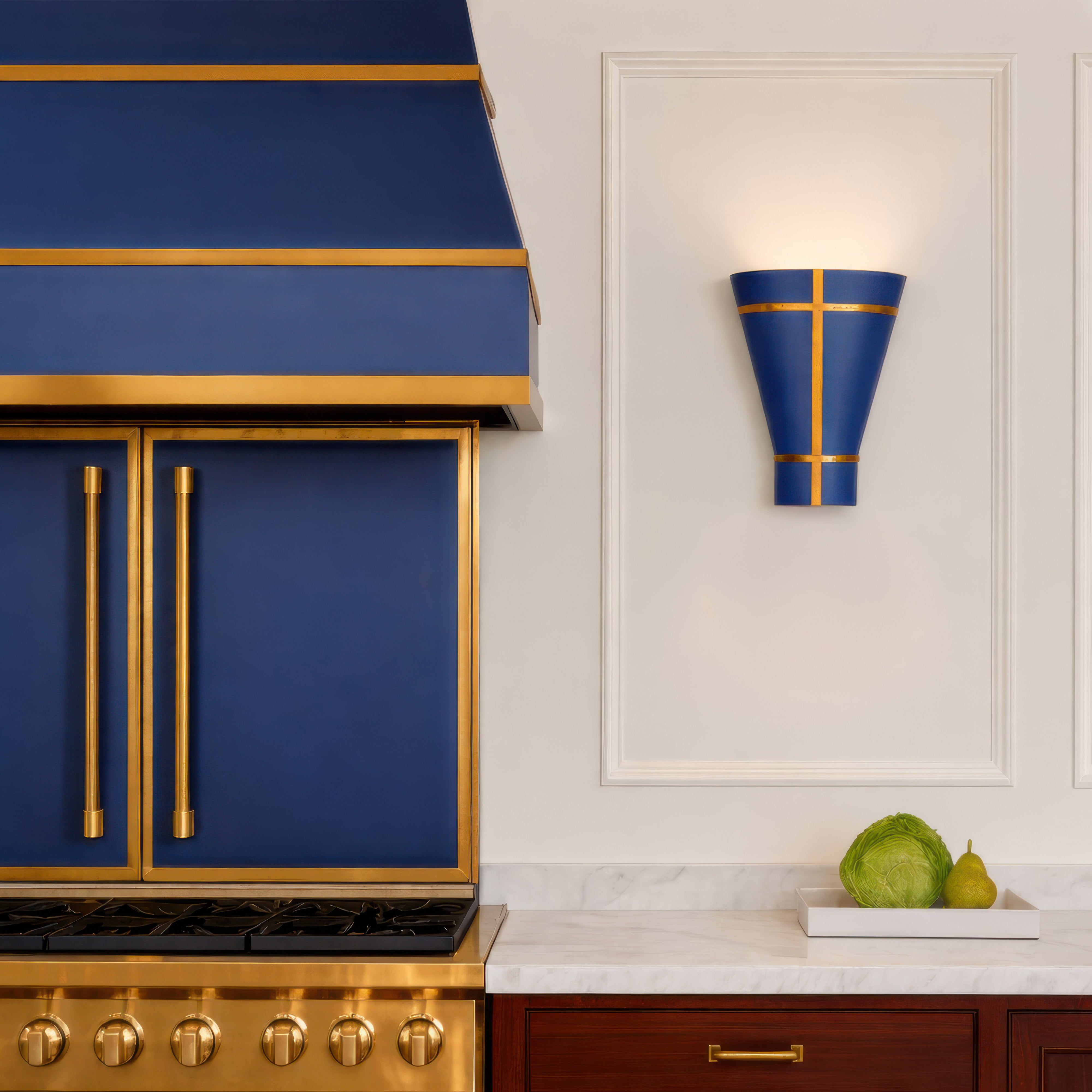 Brasserie 1 Light Sconce - French Blue/Heritage Bronze