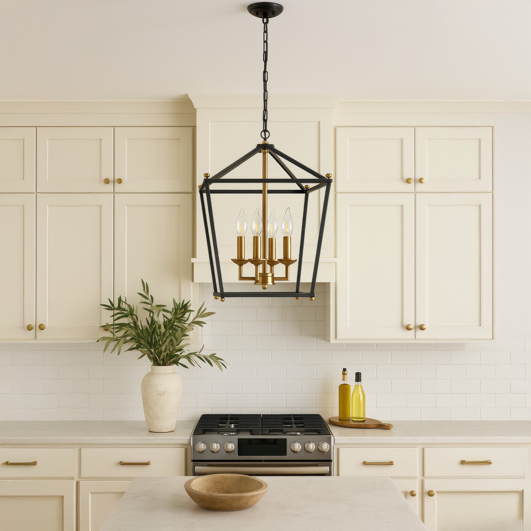 Gridlock 4 Light Pendant - Heritage Black/Antique Bronze