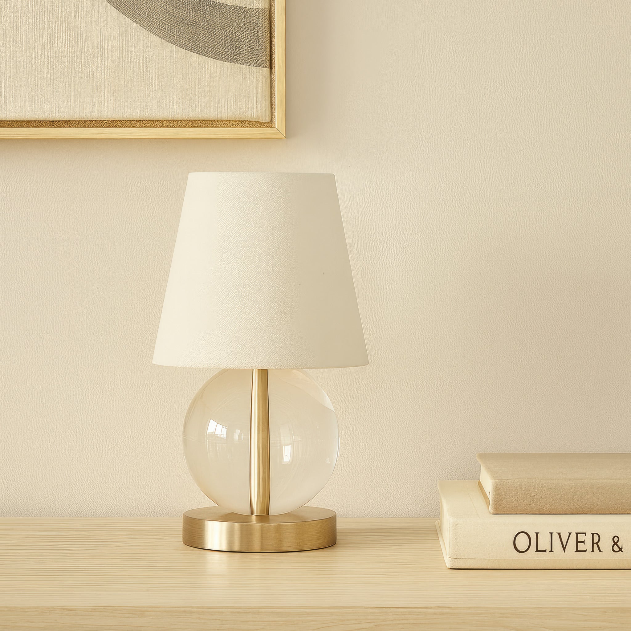Mona & Lisa 1 Light Spherical Crystal Table Lamp - Antique Bronze