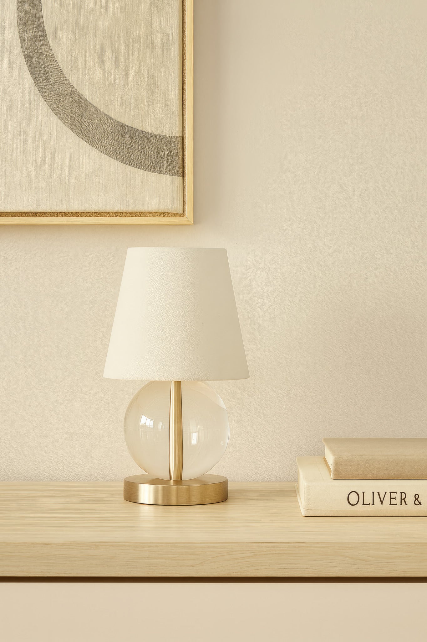 Mona & Lisa 1 Light Spherical Crystal Table Lamp - Antique Bronze