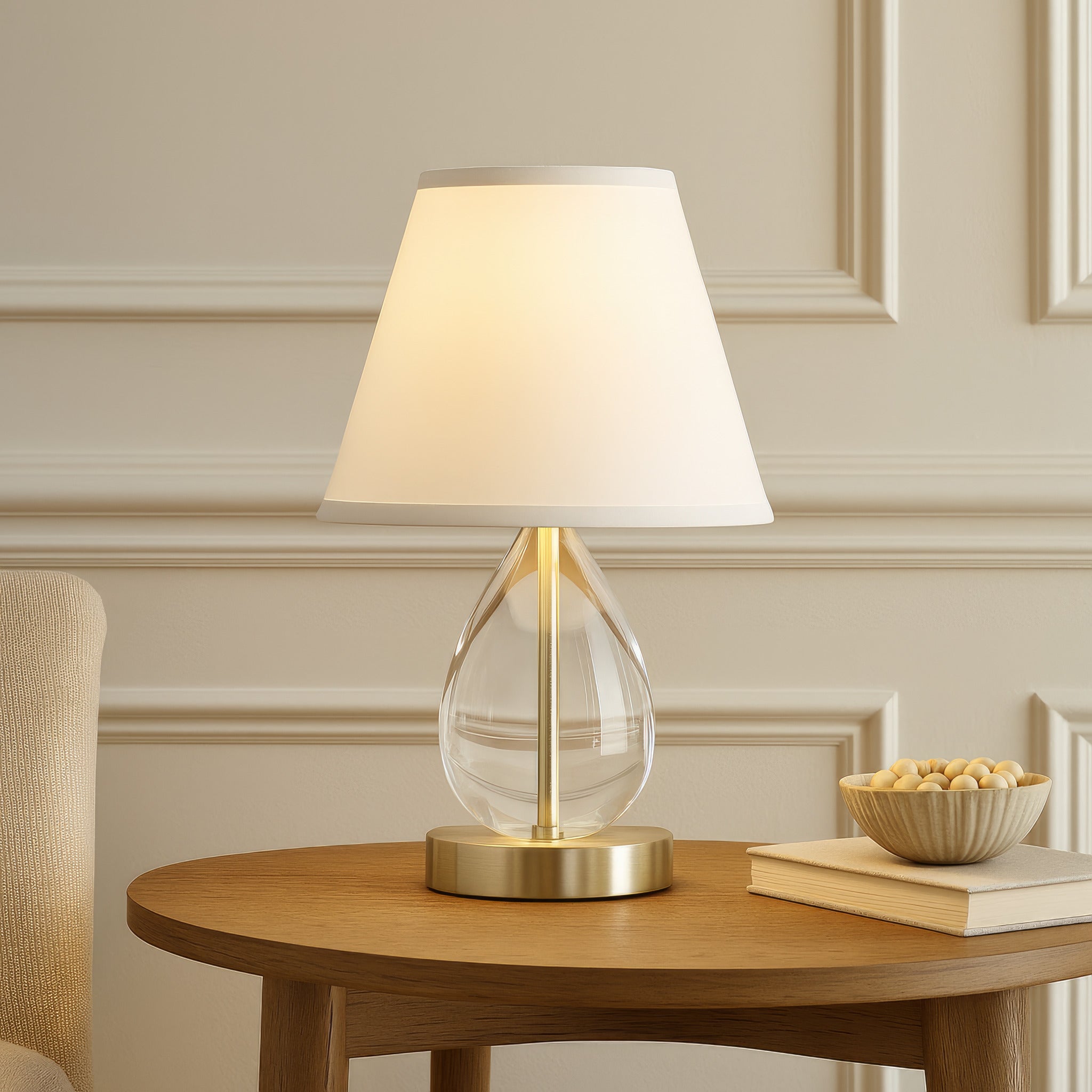 Mona & Lisa 1 Light Oblong Crystal Table Lamp - Antique Bronze